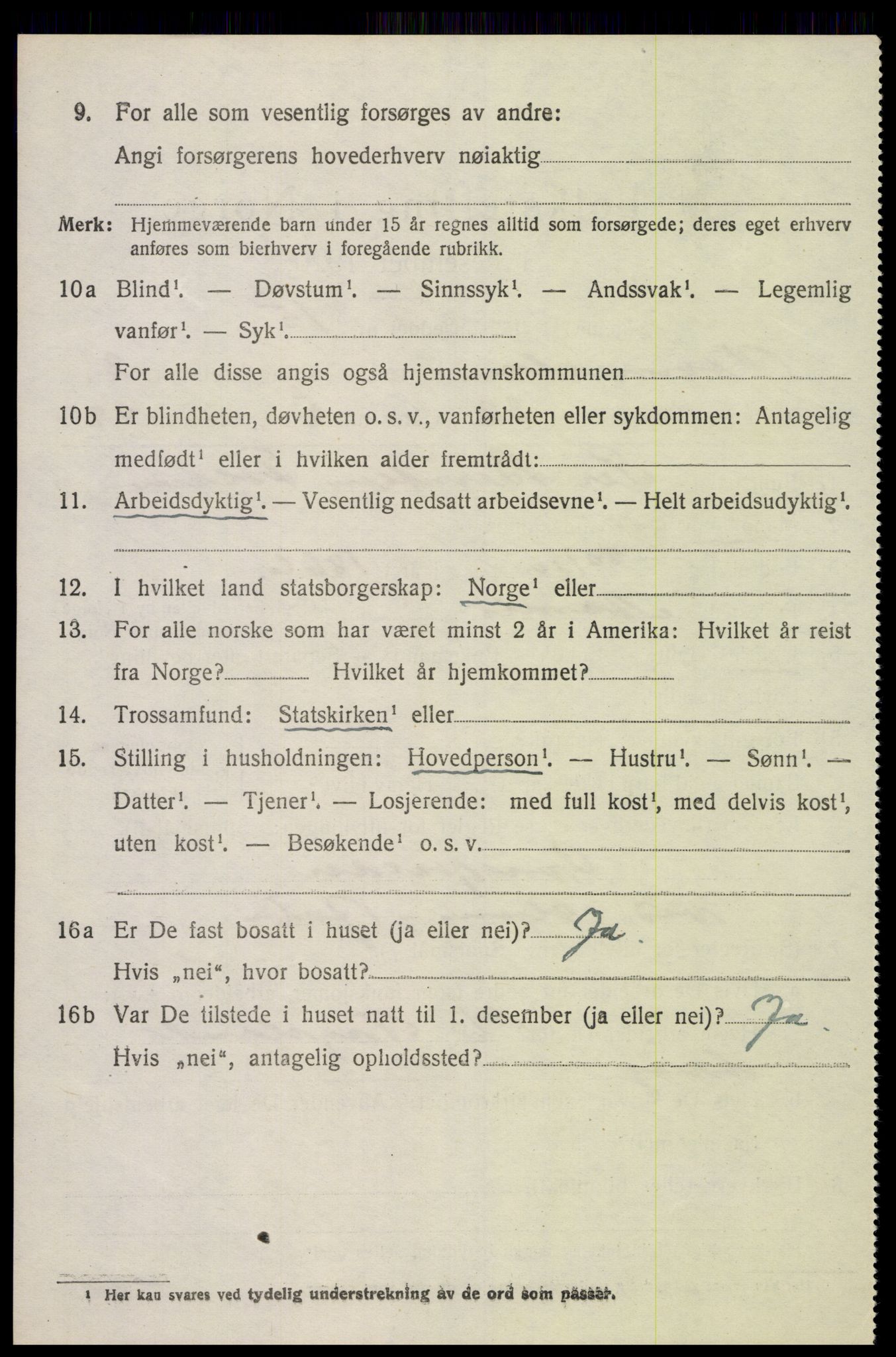 SAK, 1920 census for Vennesla, 1920, p. 1907
