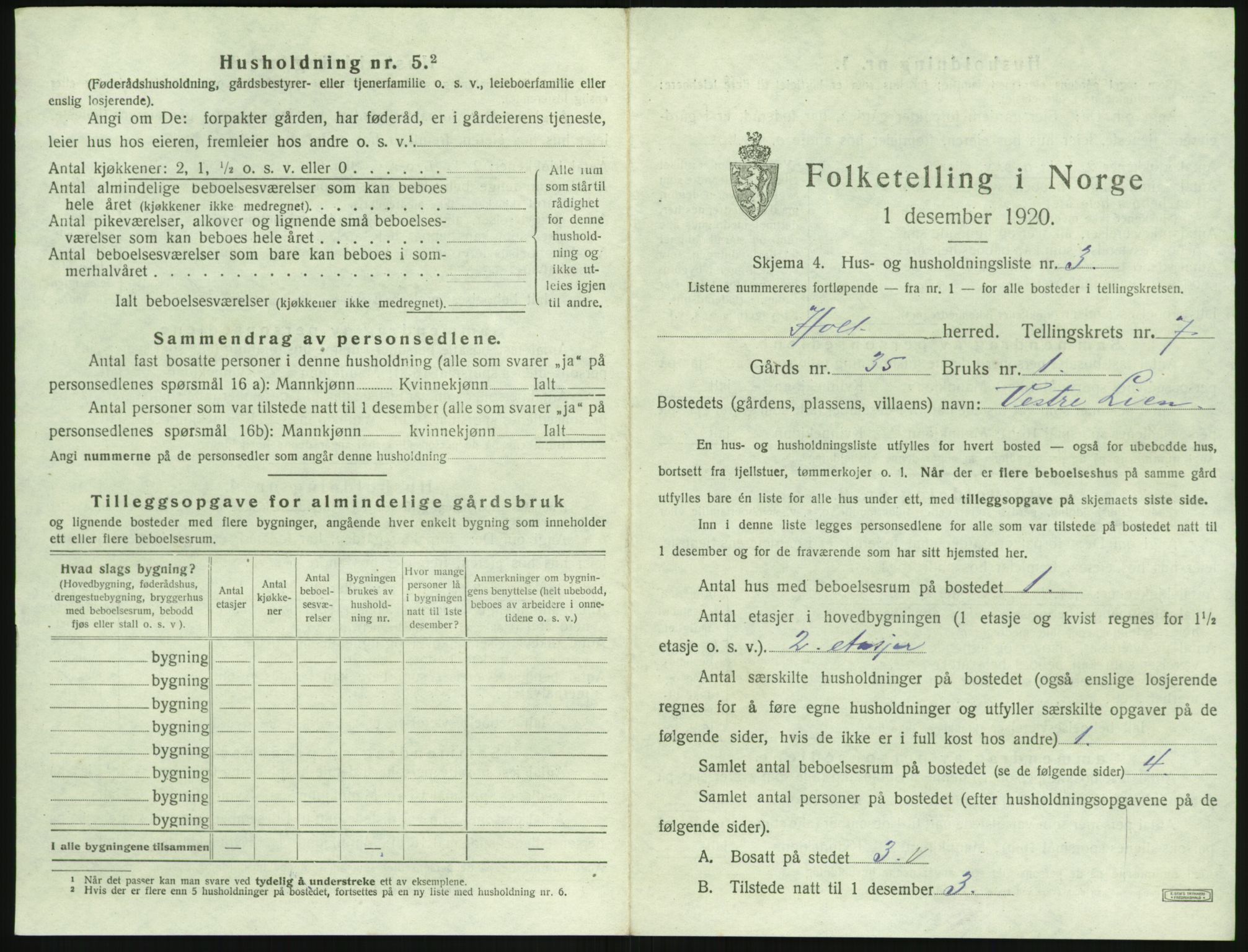 SAK, 1920 census for Holt, 1920, p. 588