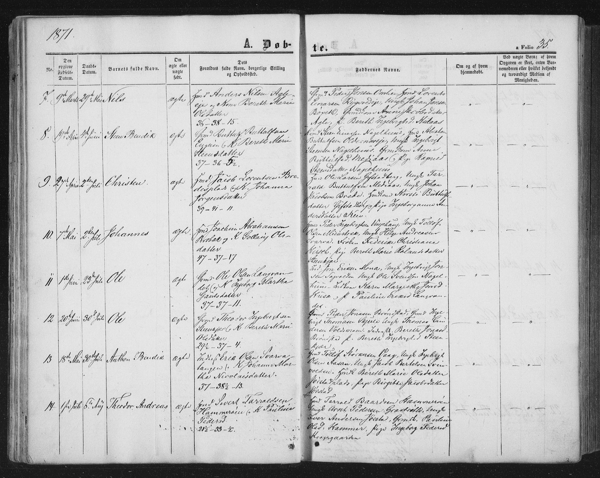 Ministerialprotokoller, klokkerbøker og fødselsregistre - Nord-Trøndelag, SAT/A-1458/749/L0472: Parish register (official) no. 749A06, 1857-1873, p. 35