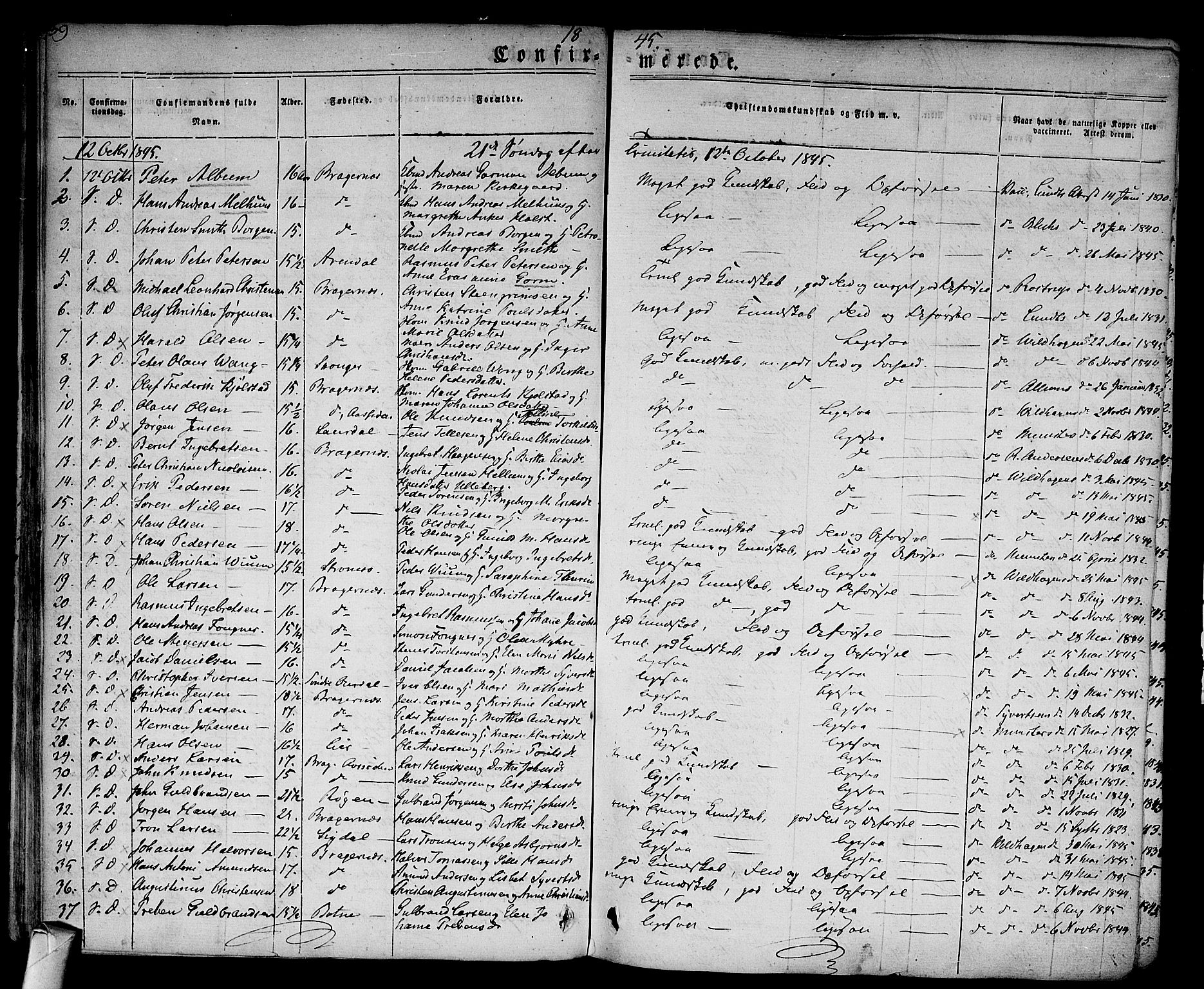 Bragernes kirkebøker, SAKO/A-6/F/Fc/L0001: Parish register (official) no. III 1, 1830-1853, p. 39