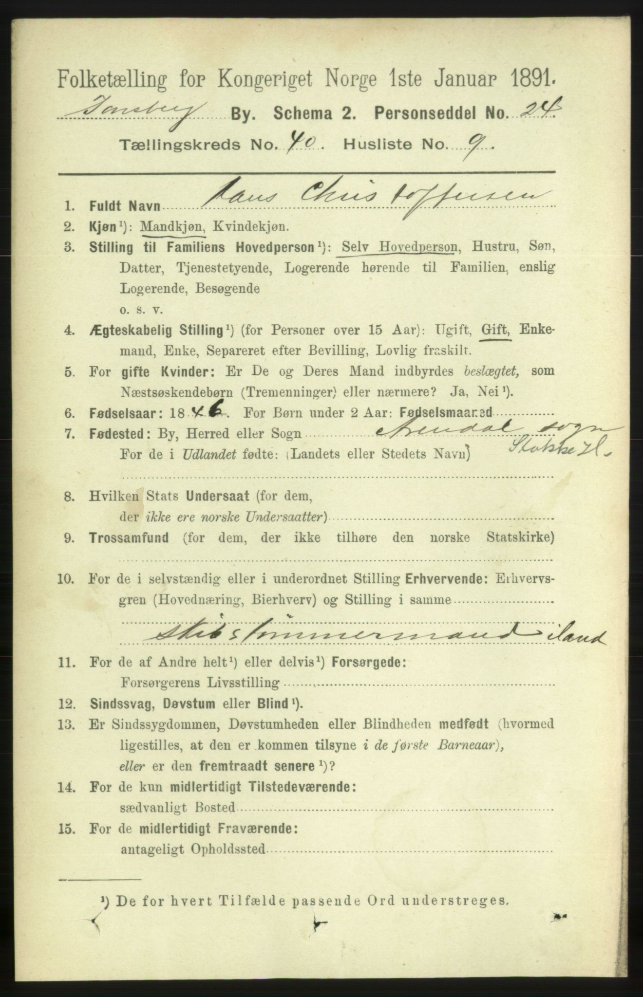 RA, 1891 census for 0705 Tønsberg, 1891, p. 8745