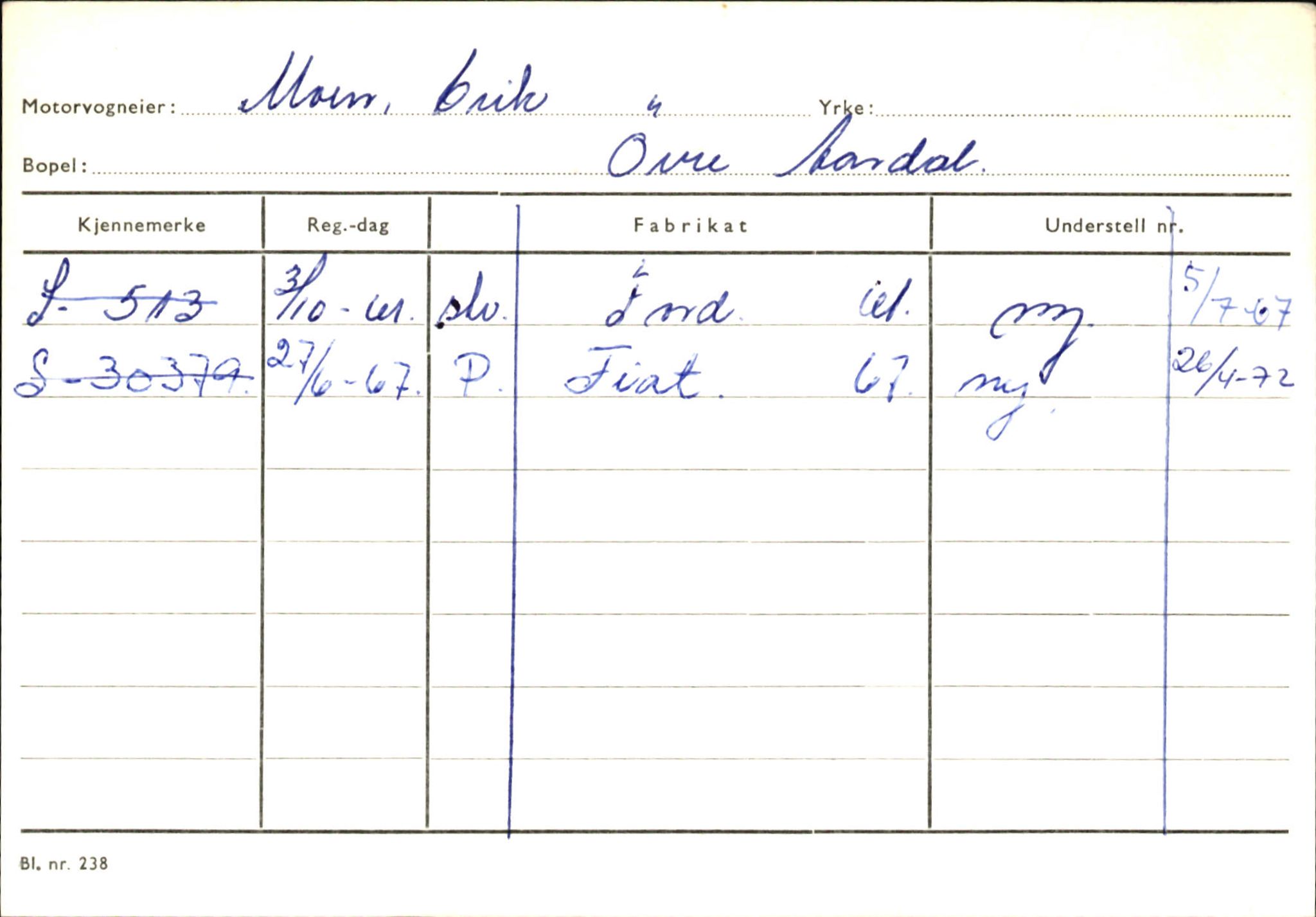 Statens vegvesen, Sogn og Fjordane vegkontor, SAB/A-5301/4/F/L0145: Registerkort Vågsøy S-Å. Årdal I-P, 1945-1975, p. 1770