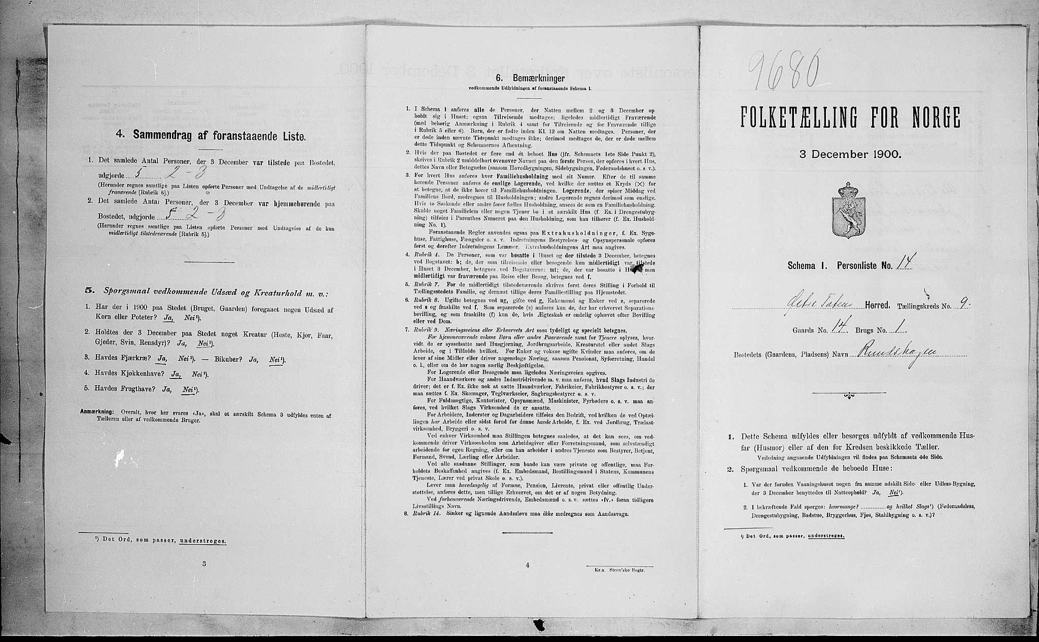 SAH, 1900 census for Østre Toten, 1900, p. 2522