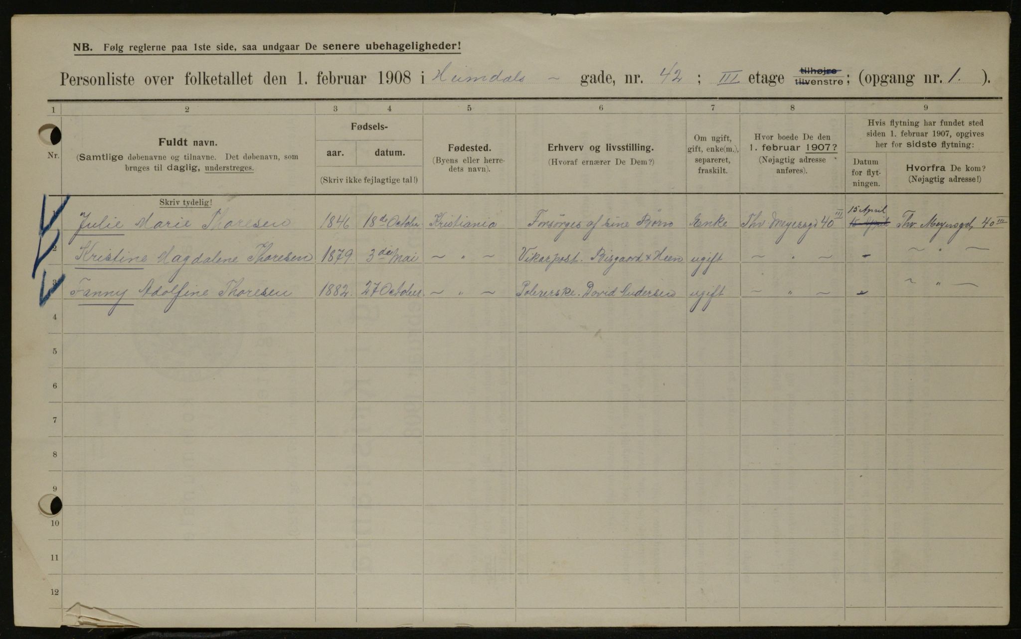 OBA, Municipal Census 1908 for Kristiania, 1908, p. 33721