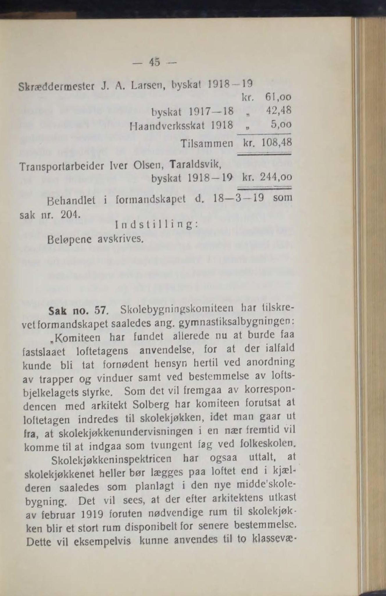 Narvik kommune. Formannskap , AIN/K-18050.150/A/Ab/L0009: Møtebok, 1919