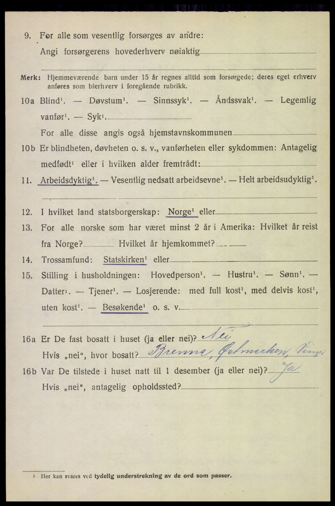 SAH, 1920 census for Vinger, 1920, p. 12185