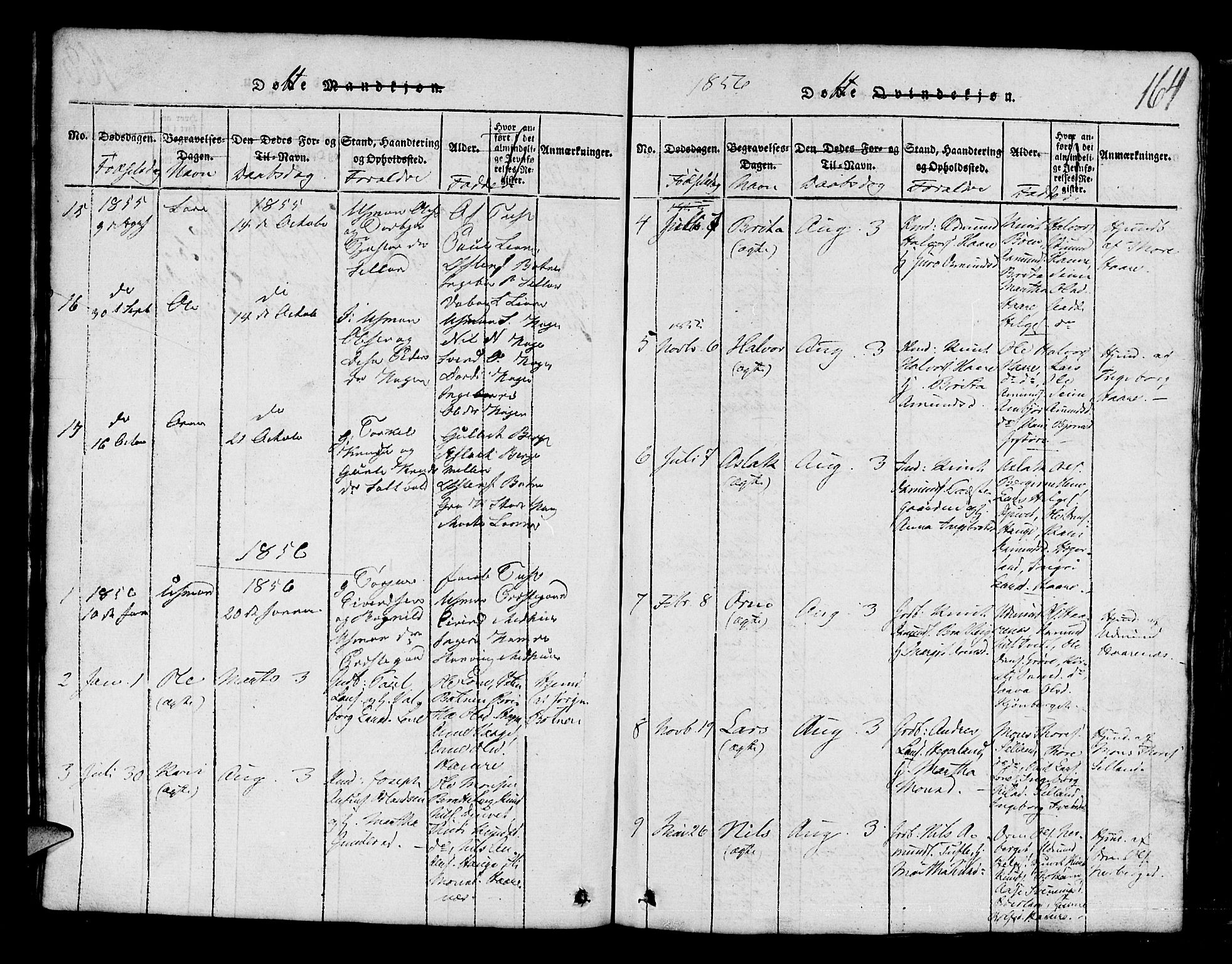 Røldal sokneprestembete, AV/SAB-A-100247: Parish register (copy) no. A 1, 1817-1860, p. 164