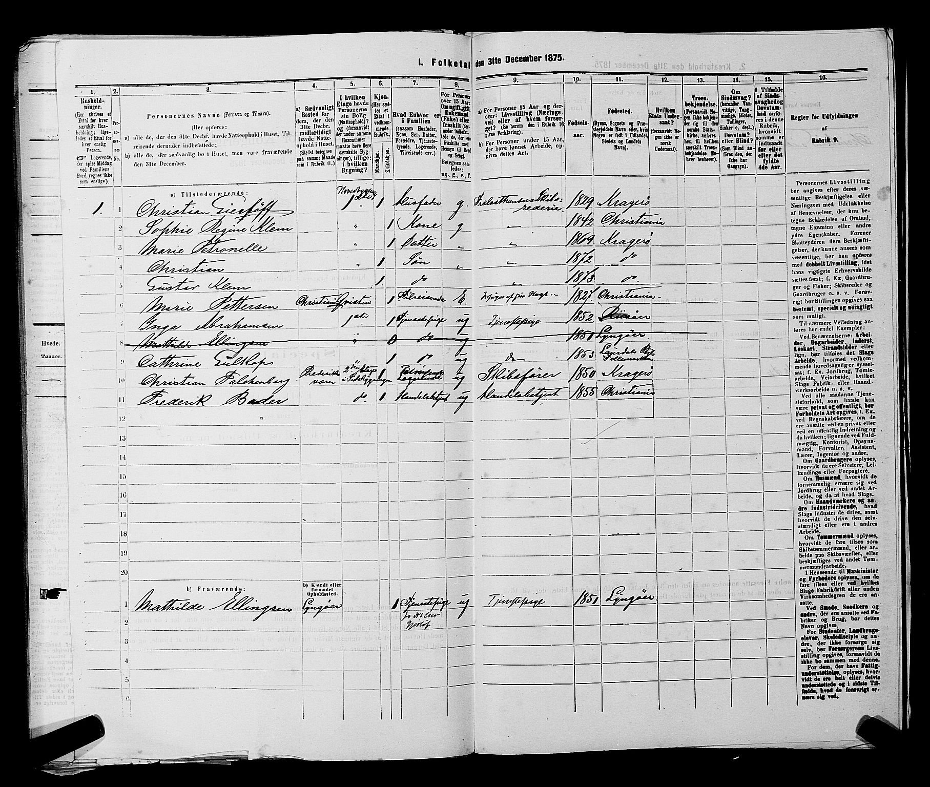 SAKO, 1875 census for 0801P Kragerø, 1875, p. 618