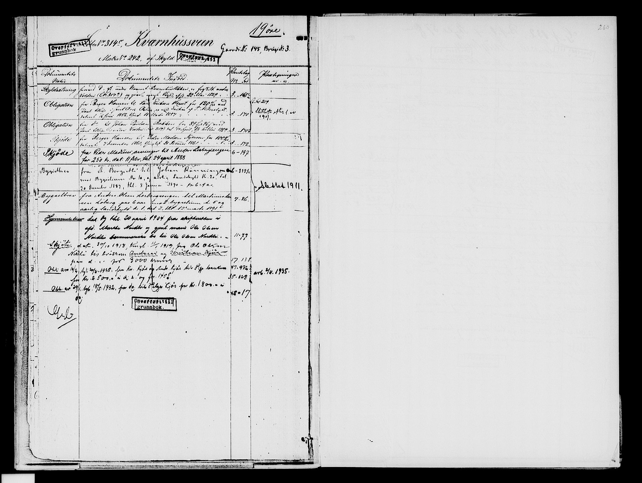 Nord-Hedmark sorenskriveri, SAH/TING-012/H/Ha/Had/Hade/L0001B: Mortgage register no. 4.1b, 1871-1940, p. 260