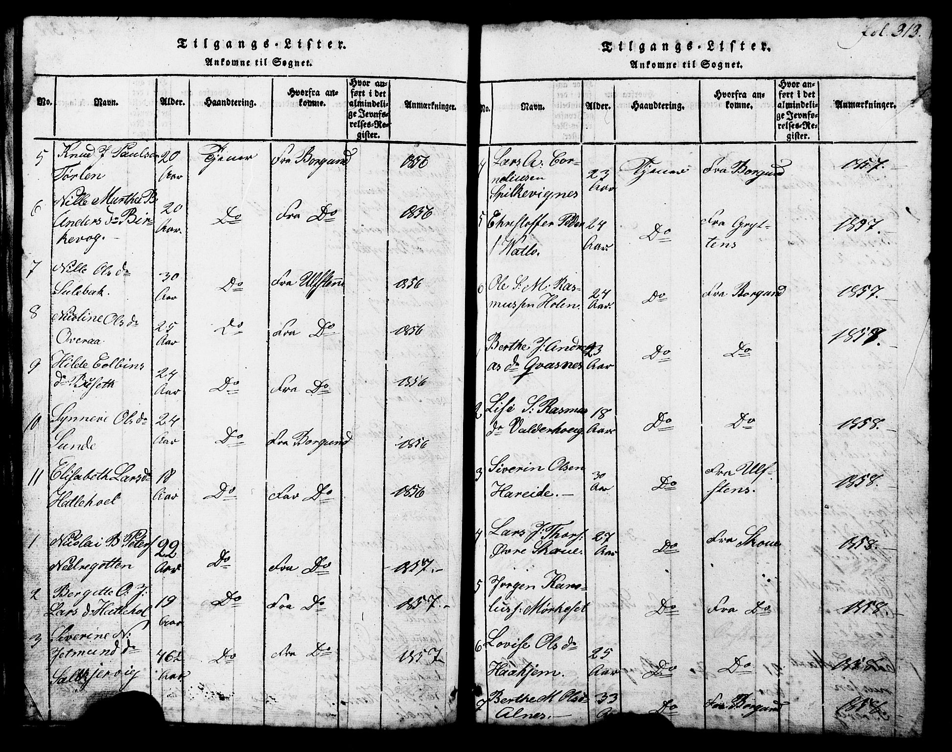 Ministerialprotokoller, klokkerbøker og fødselsregistre - Møre og Romsdal, SAT/A-1454/537/L0520: Parish register (copy) no. 537C01, 1819-1868, p. 313