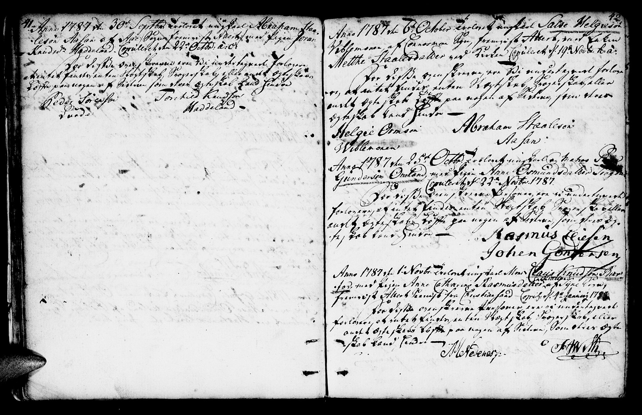 Mandal sokneprestkontor, SAK/1111-0030/F/Fa/Faa/L0007: Parish register (official) no. A 7, 1783-1818, p. 41-42