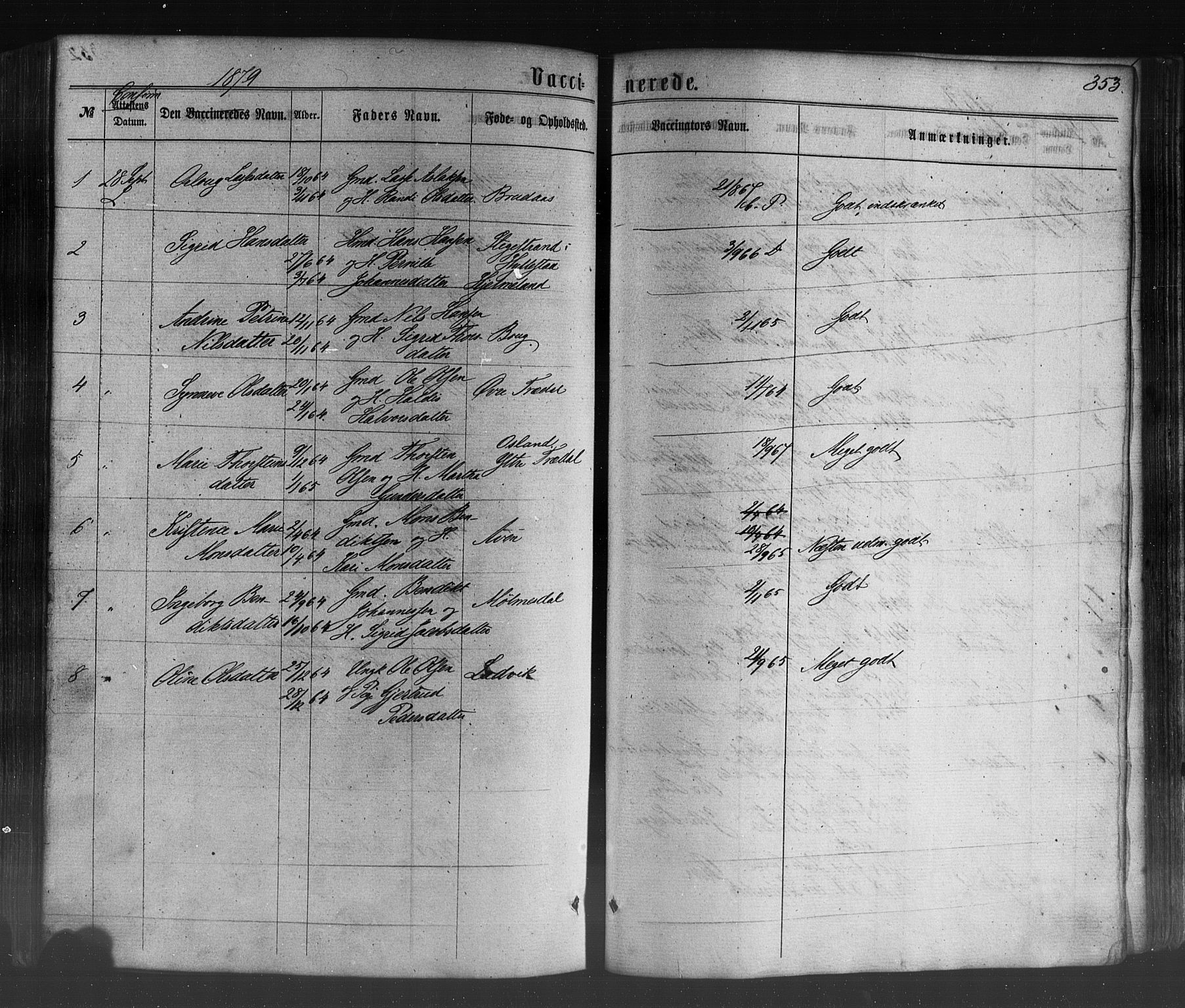 Lavik sokneprestembete, SAB/A-80901: Parish register (official) no. A 4, 1864-1881, p. 353
