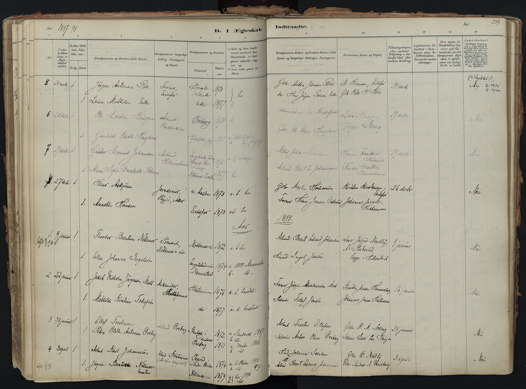 Hof kirkebøker, AV/SAKO-A-64/F/Fa/L0007: Parish register (official) no. I 7, 1878-1940, p. 239