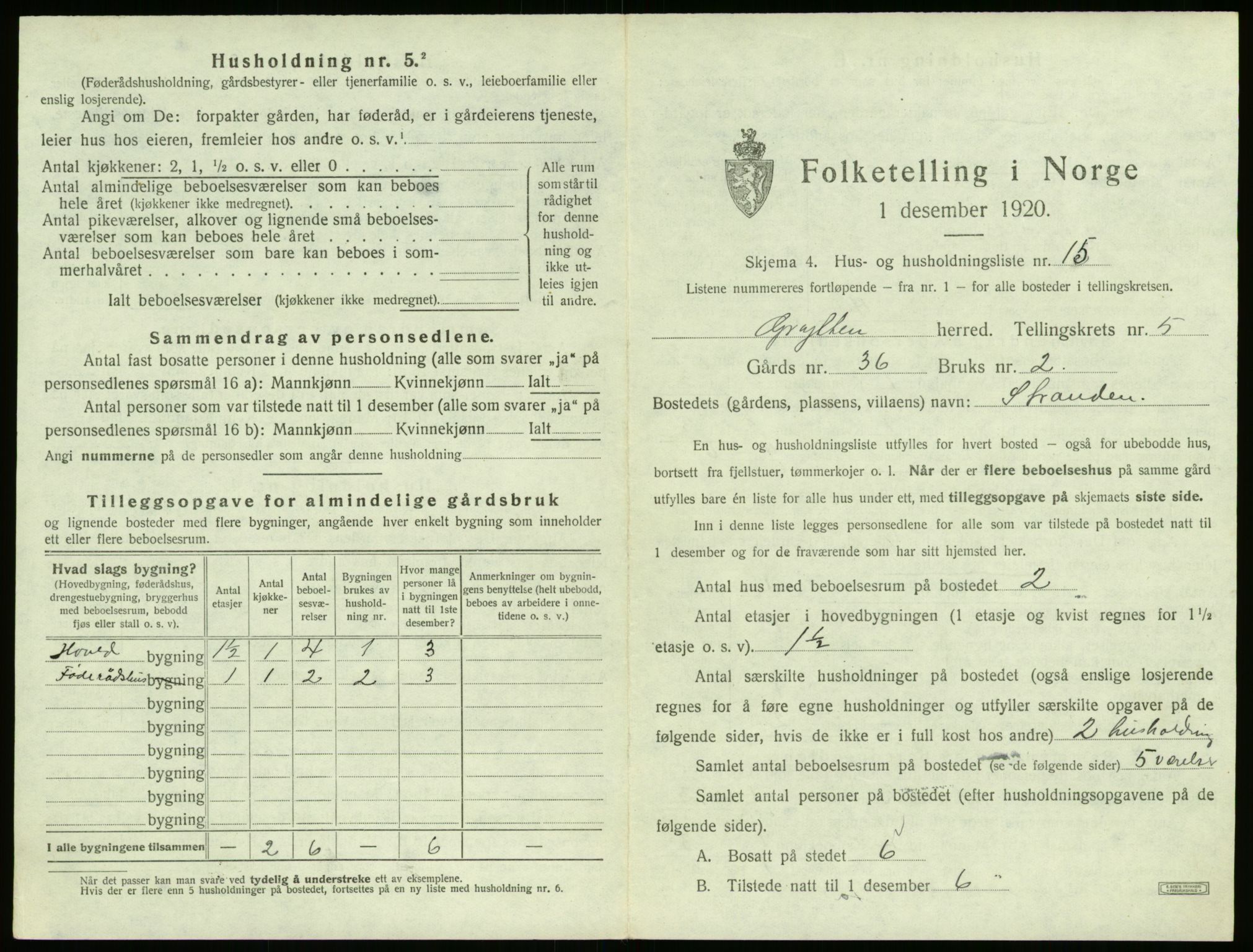 SAT, 1920 census for Grytten, 1920, p. 548