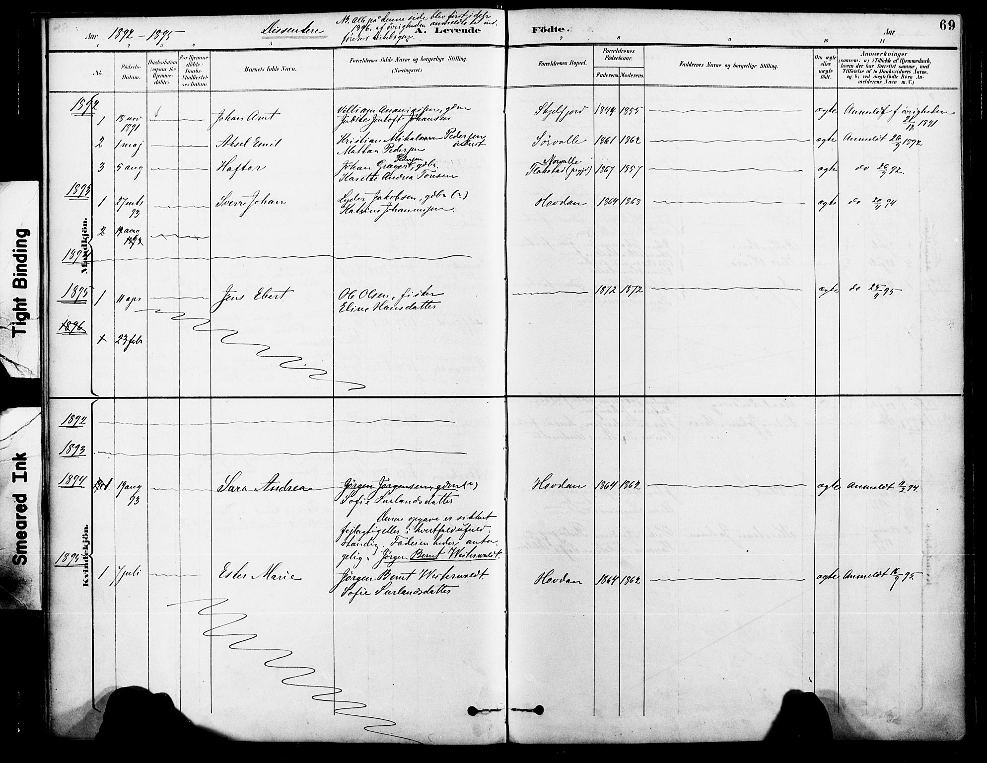 Ministerialprotokoller, klokkerbøker og fødselsregistre - Nordland, AV/SAT-A-1459/885/L1205: Parish register (official) no. 885A06, 1892-1905, p. 69