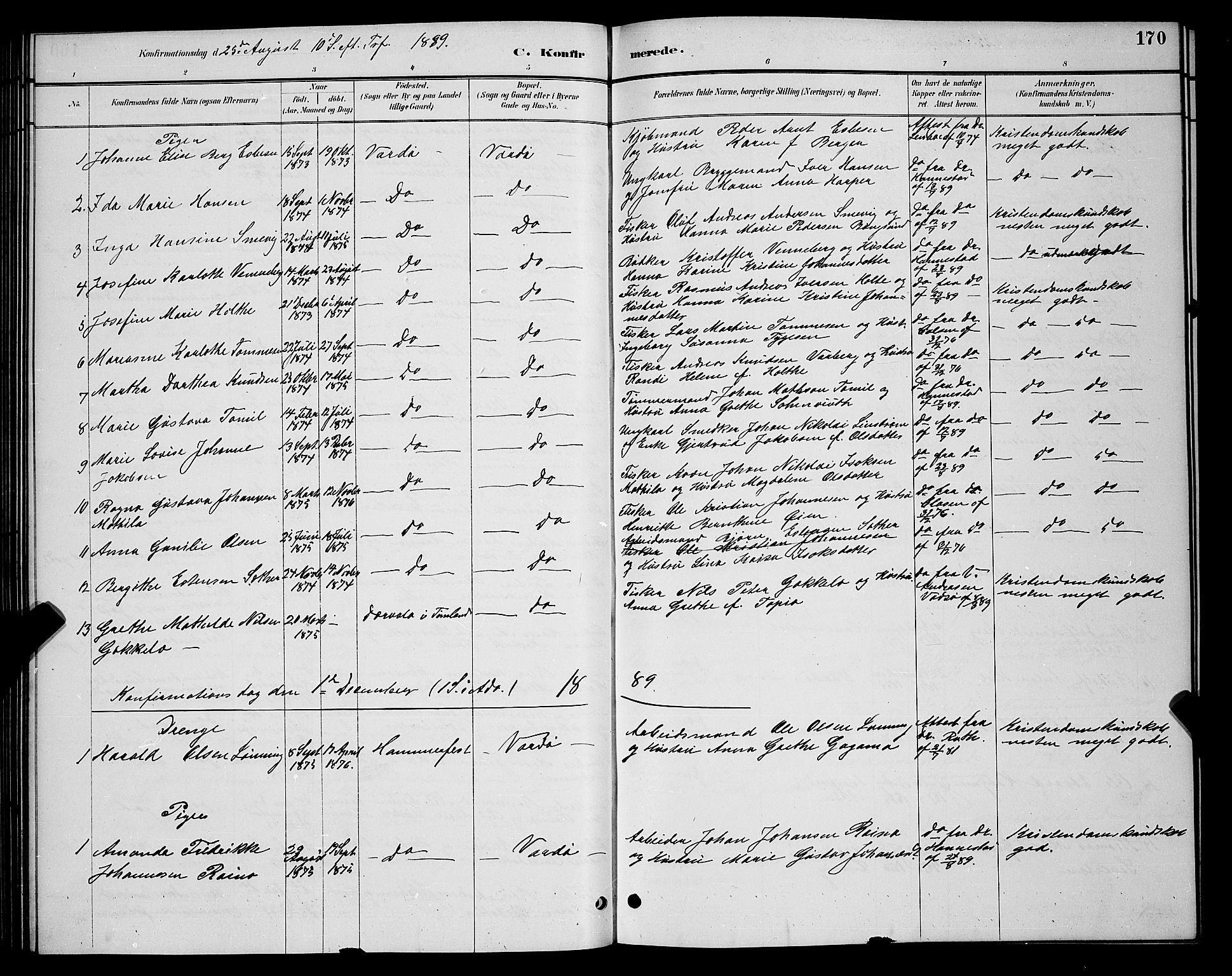 Vardø sokneprestkontor, AV/SATØ-S-1332/H/Hb/L0005klokker: Parish register (copy) no. 5, 1887-1892, p. 170