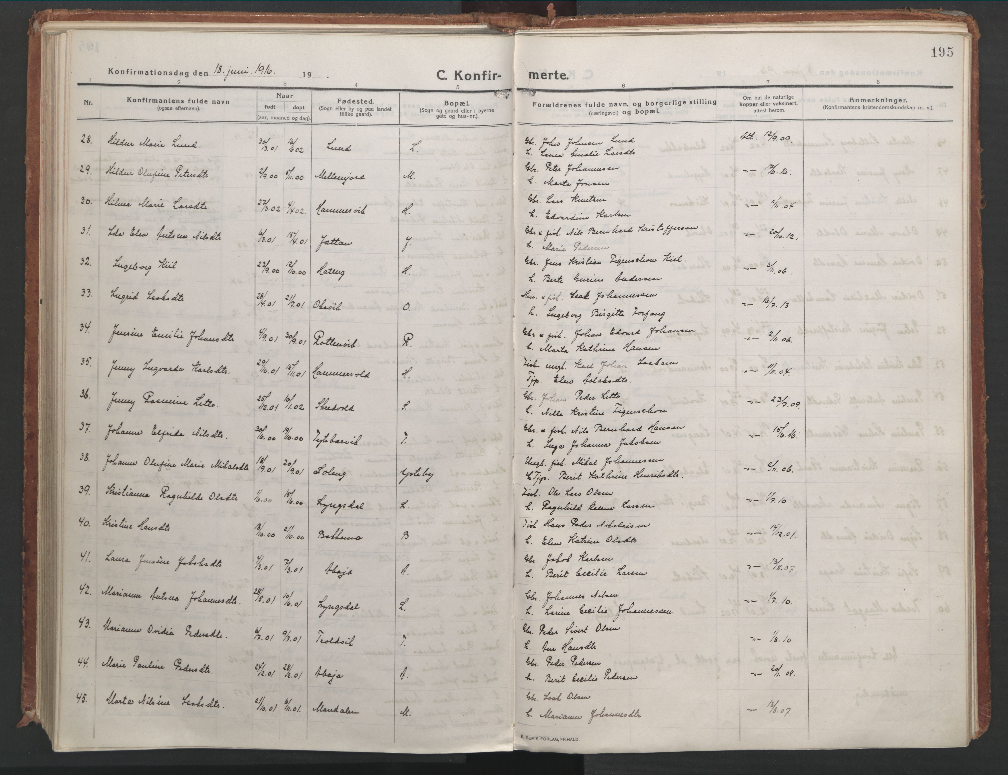 Lyngen sokneprestembete, AV/SATØ-S-1289/H/He/Hea/L0012kirke: Parish register (official) no. 12, 1914-1923, p. 195