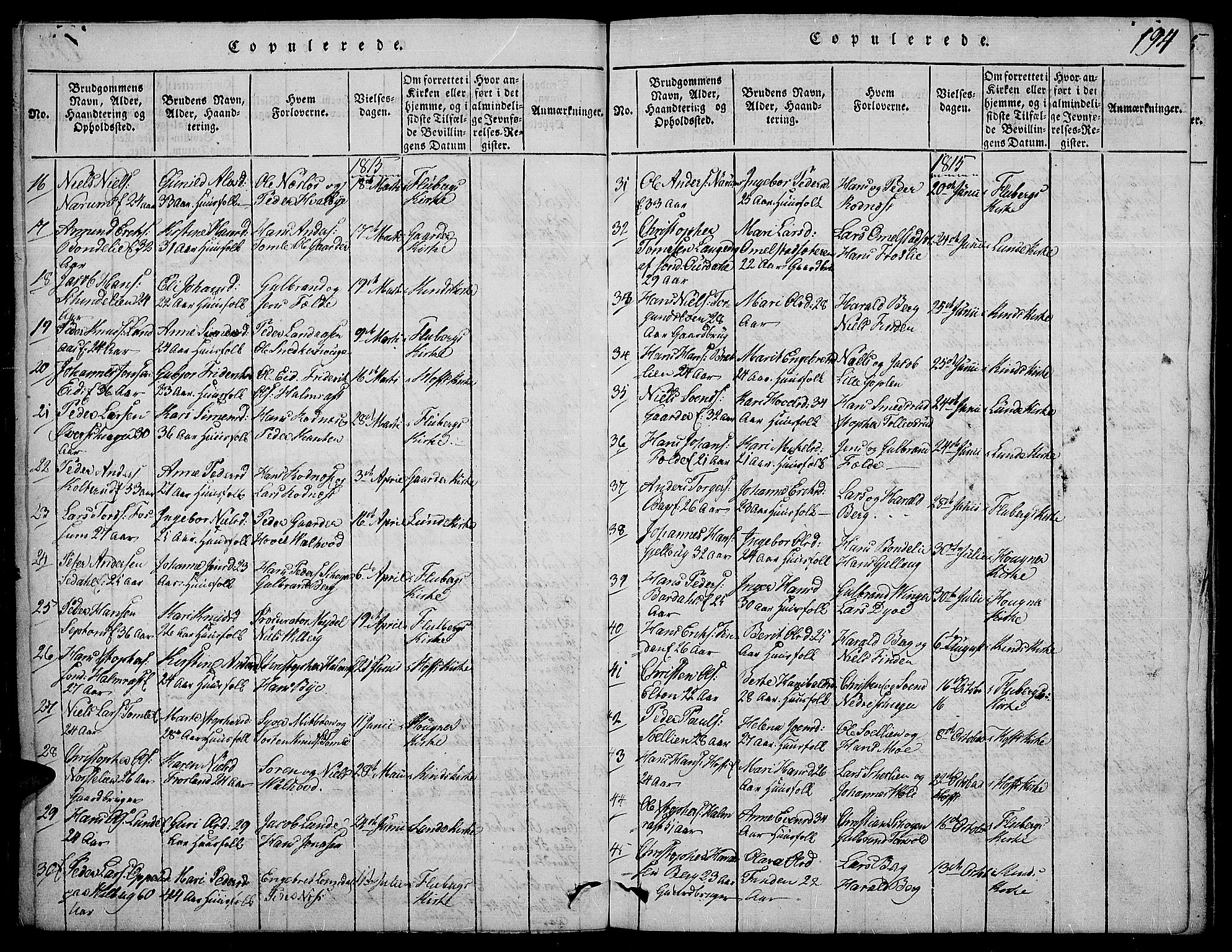 Land prestekontor, SAH/PREST-120/H/Ha/Haa/L0007: Parish register (official) no. 7, 1814-1830, p. 194