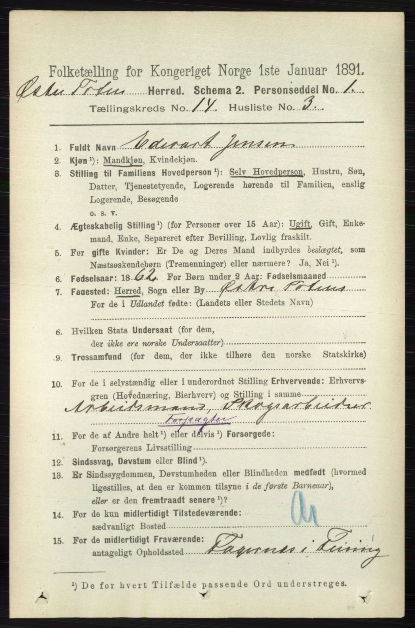 RA, 1891 census for 0528 Østre Toten, 1891, p. 9075