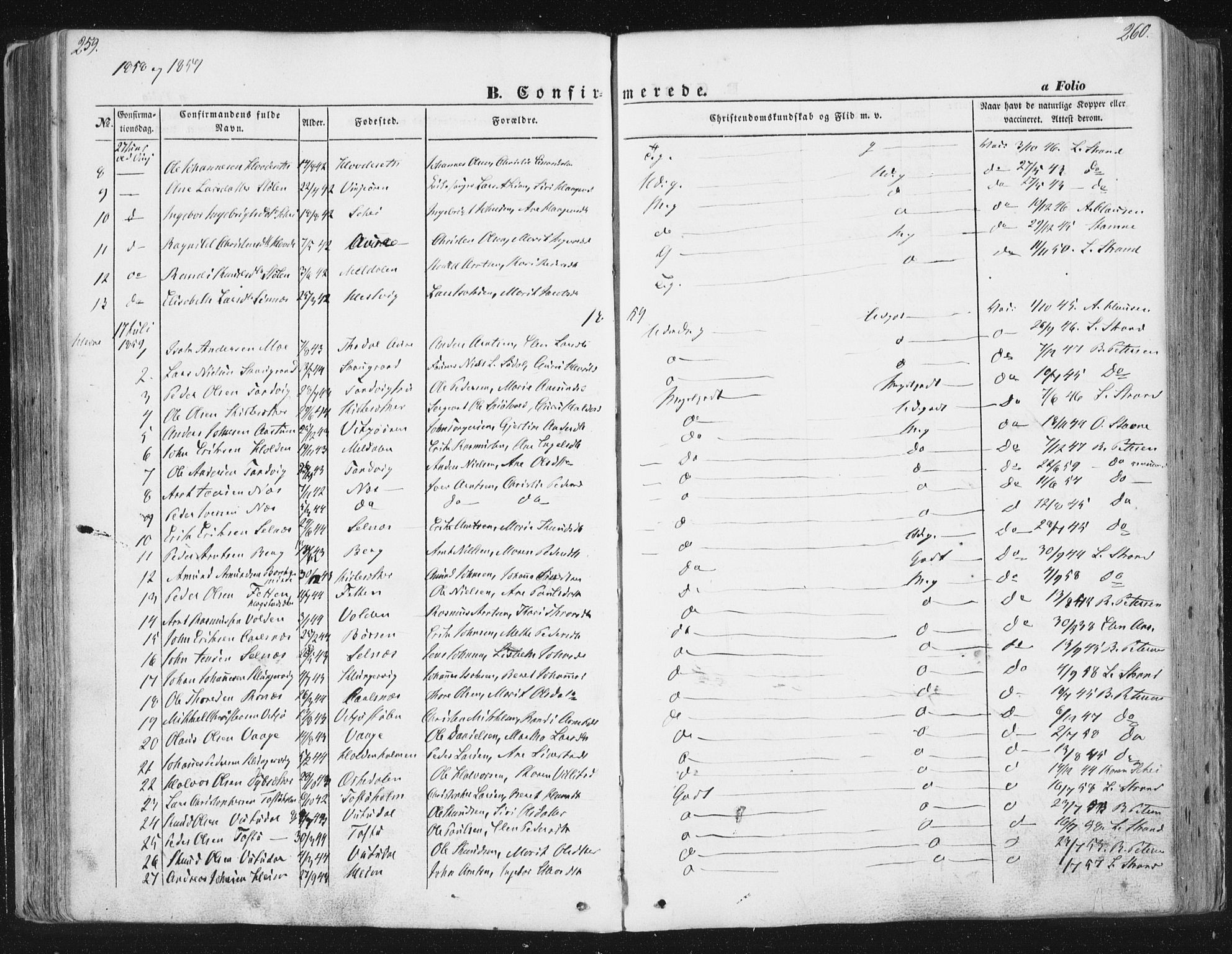 Ministerialprotokoller, klokkerbøker og fødselsregistre - Sør-Trøndelag, SAT/A-1456/630/L0494: Parish register (official) no. 630A07, 1852-1868, p. 259-260