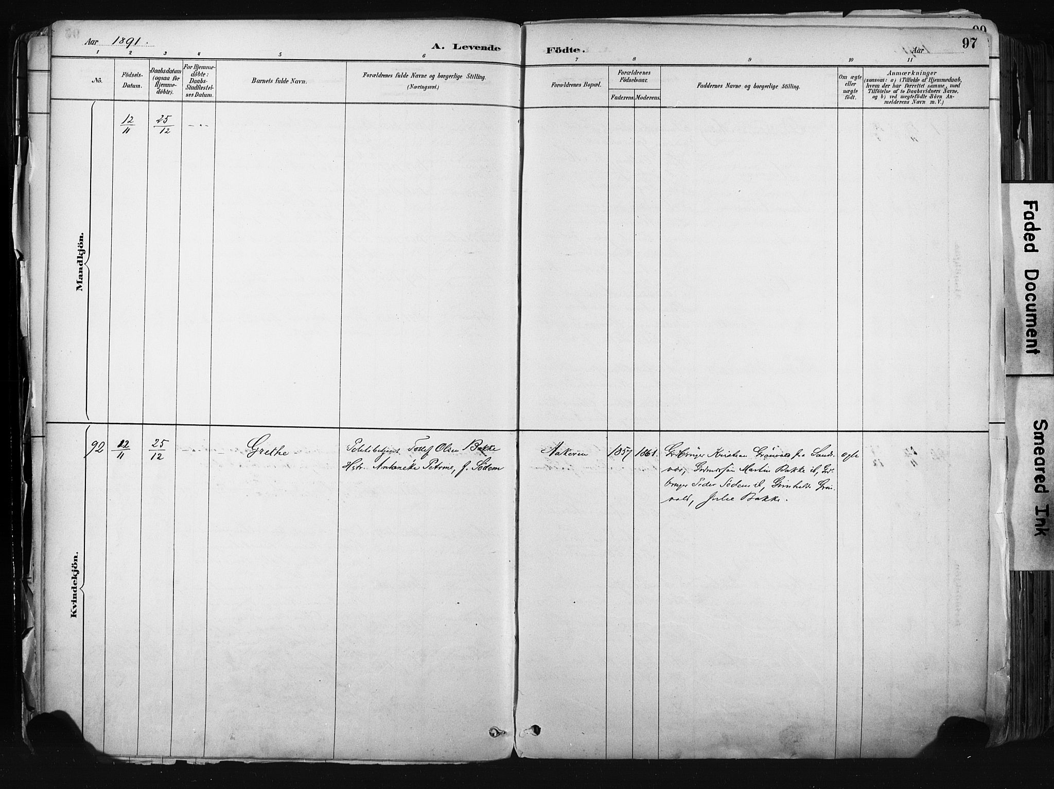 Kongsberg kirkebøker, SAKO/A-22/F/Fb/L0002: Parish register (official) no. II 2, 1886-1896, p. 97