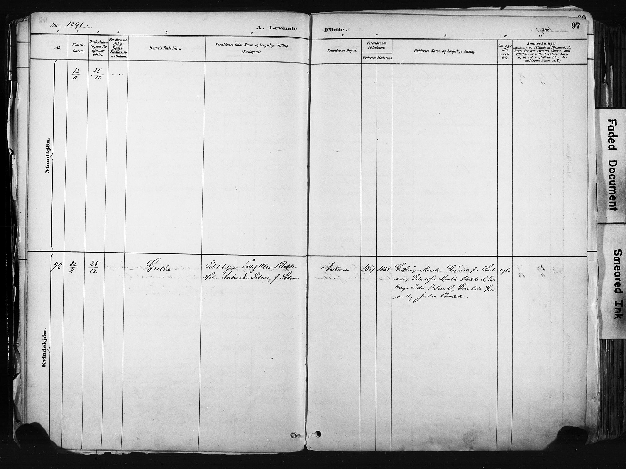 Kongsberg kirkebøker, AV/SAKO-A-22/F/Fb/L0002: Parish register (official) no. II 2, 1886-1896, p. 97