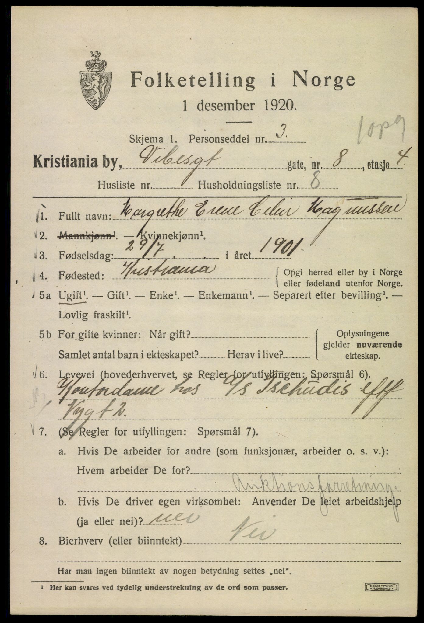 SAO, 1920 census for Kristiania, 1920, p. 632477