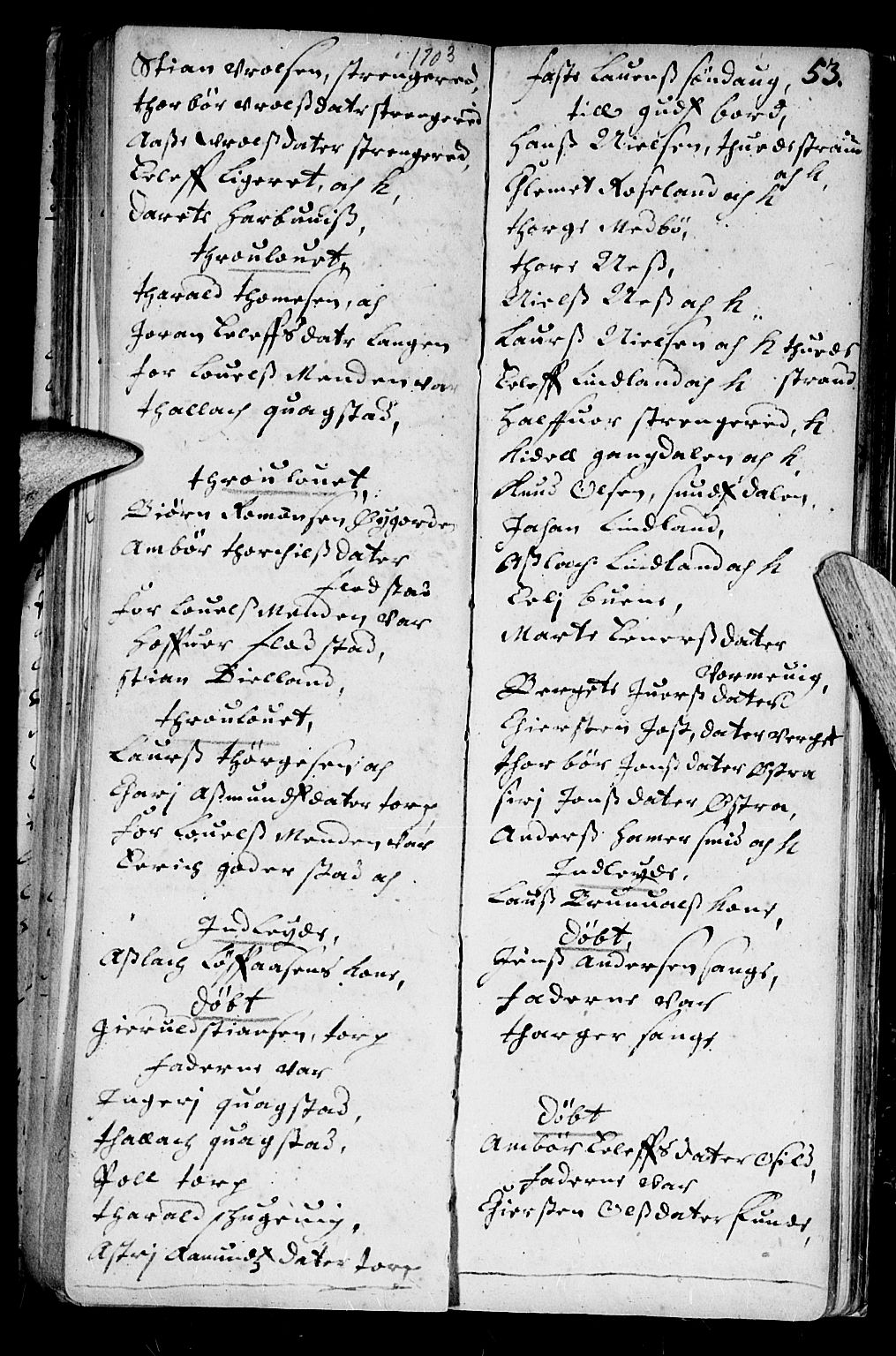 Holt sokneprestkontor, AV/SAK-1111-0021/F/Fb/L0001: Parish register (copy) no. B 1, 1699-1705, p. 53