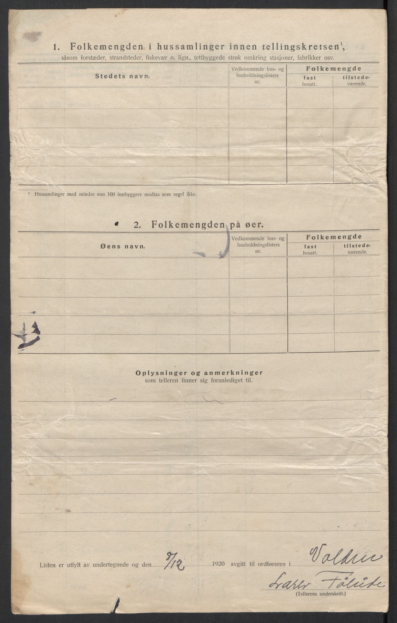 SAT, 1920 census for Volda, 1920, p. 77