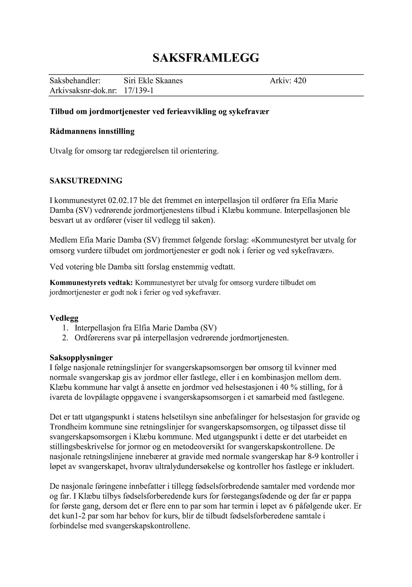 Klæbu Kommune, TRKO/KK/05-UOm/L008: Utvalg for omsorg - Møtedokumenter, 2017, p. 110