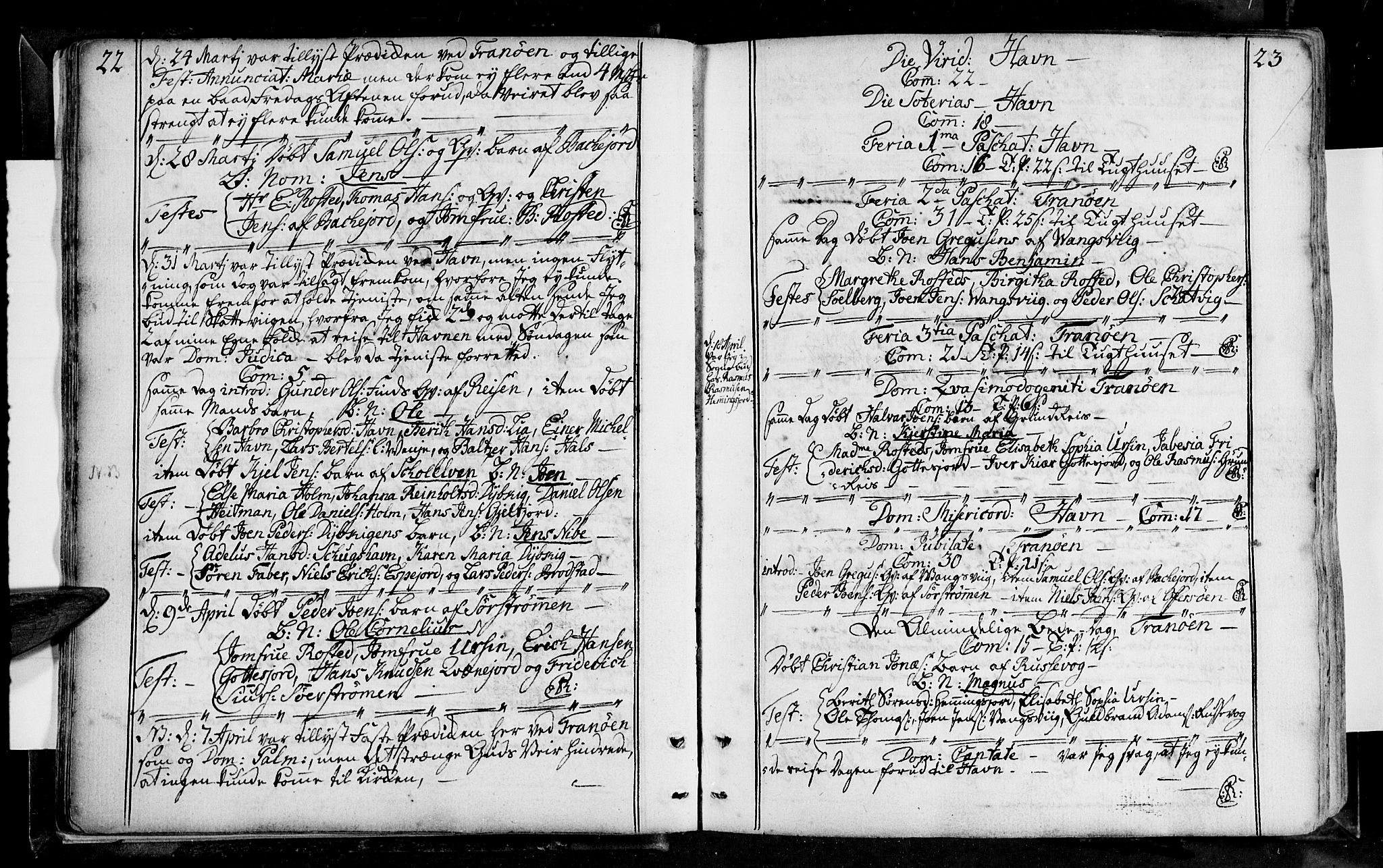 Tranøy sokneprestkontor, SATØ/S-1313/I/Ia/Iaa/L0001kirke: Parish register (official) no. 1, 1757-1773, p. 22-23