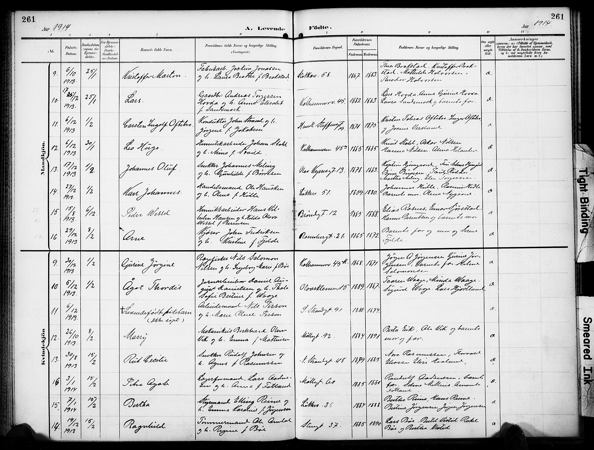 Domkirken sokneprestkontor, SAST/A-101812/001/30/30BB/L0018: Parish register (copy) no. B 18, 1903-1915, p. 261