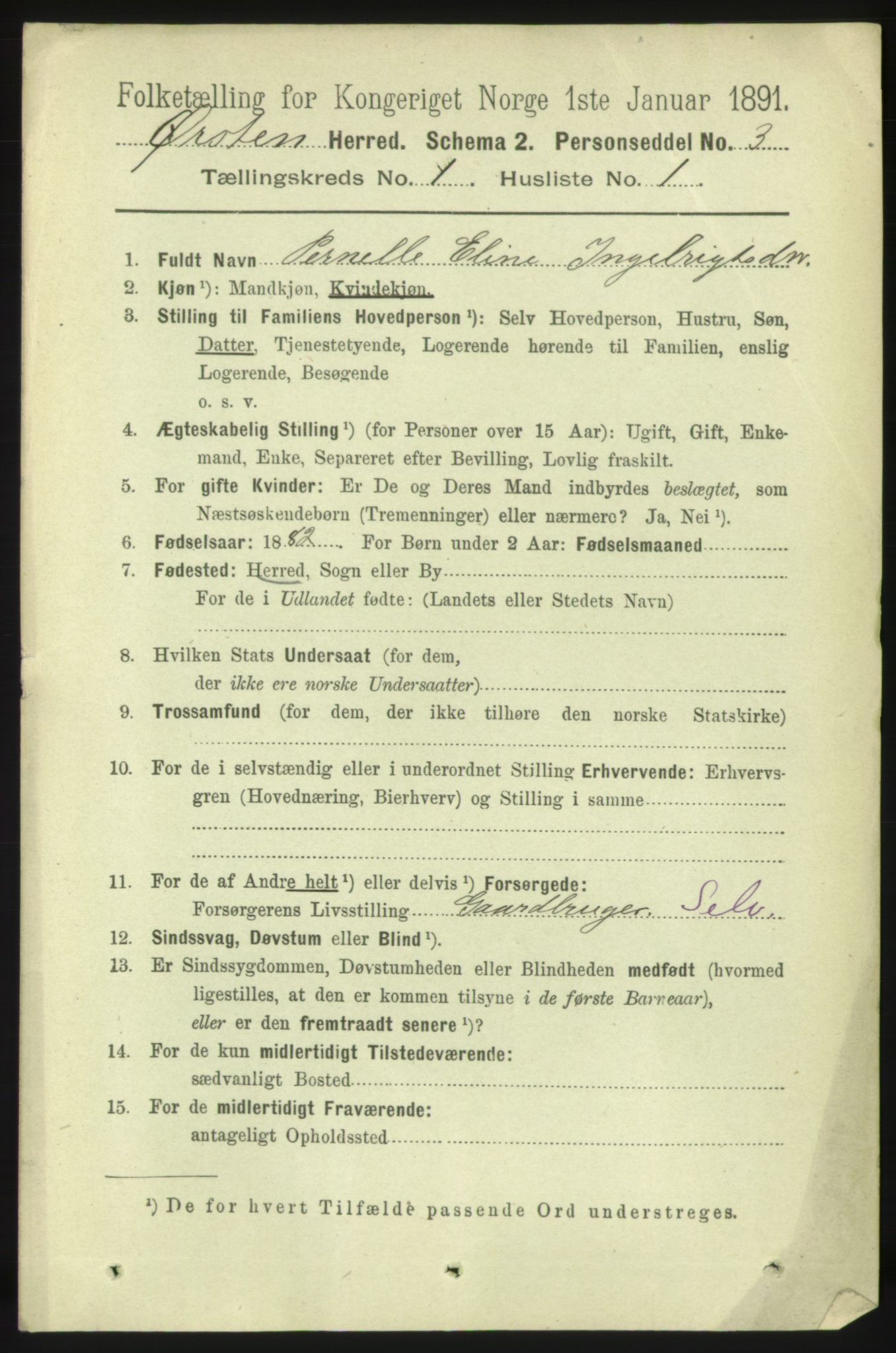 RA, 1891 census for 1520 Ørsta, 1891, p. 71