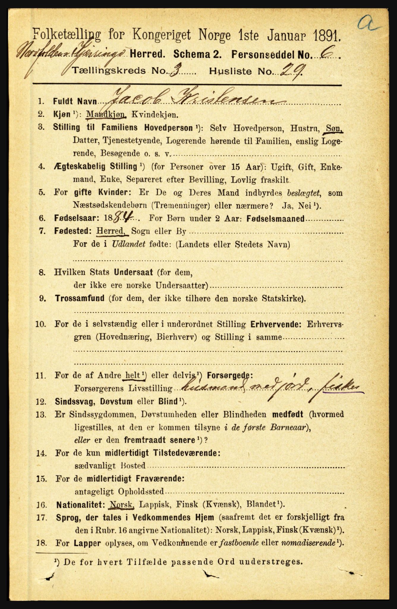 RA, 1891 census for 1846 Nordfold-Kjerringøy, 1891, p. 896