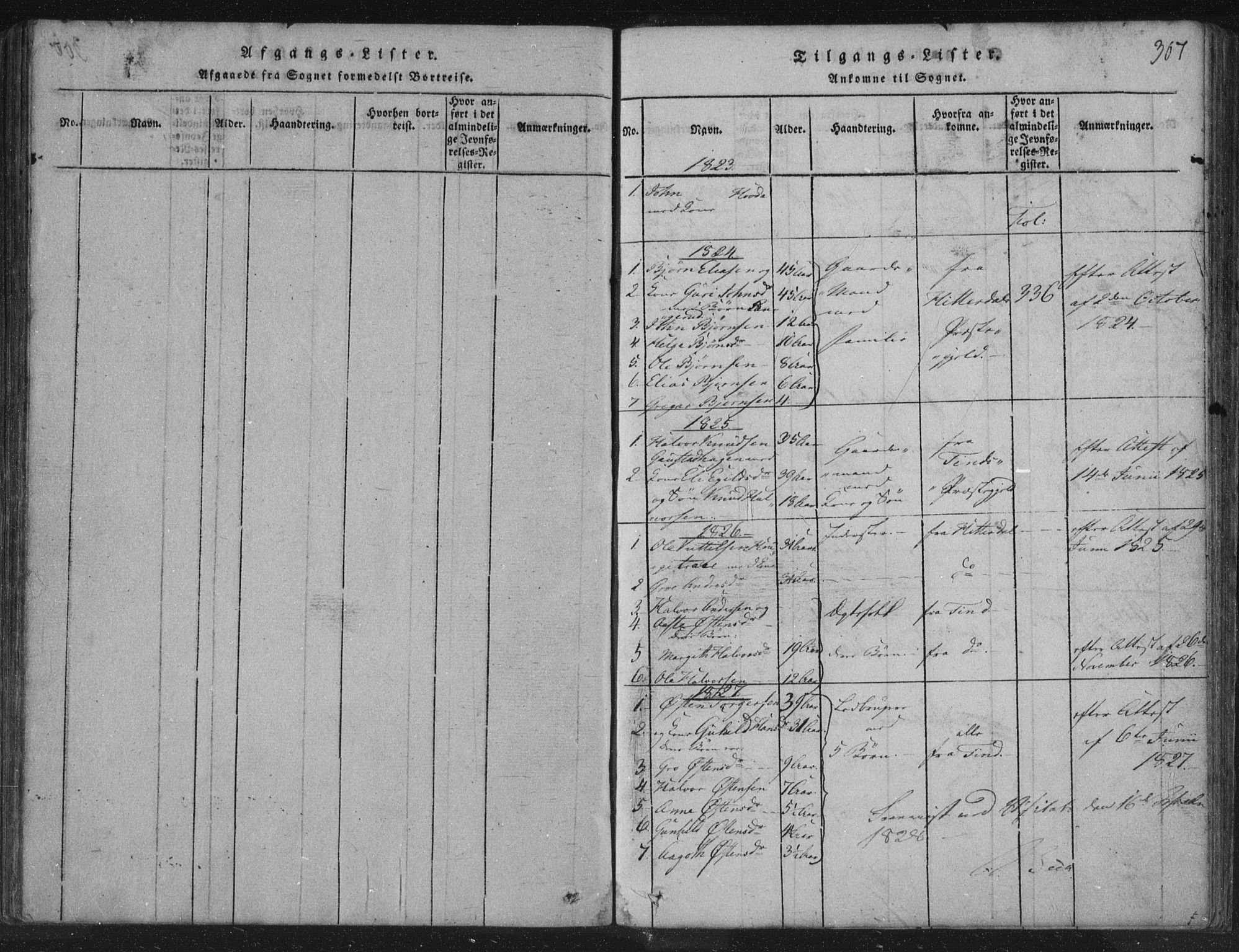 Hjartdal kirkebøker, SAKO/A-270/F/Fc/L0001: Parish register (official) no. III 1, 1815-1843, p. 307