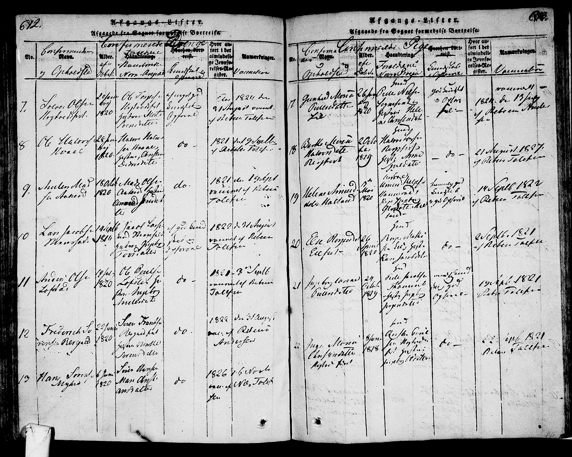 Lardal kirkebøker, AV/SAKO-A-350/F/Fa/L0005: Parish register (official) no. I 5, 1814-1835, p. 612-613