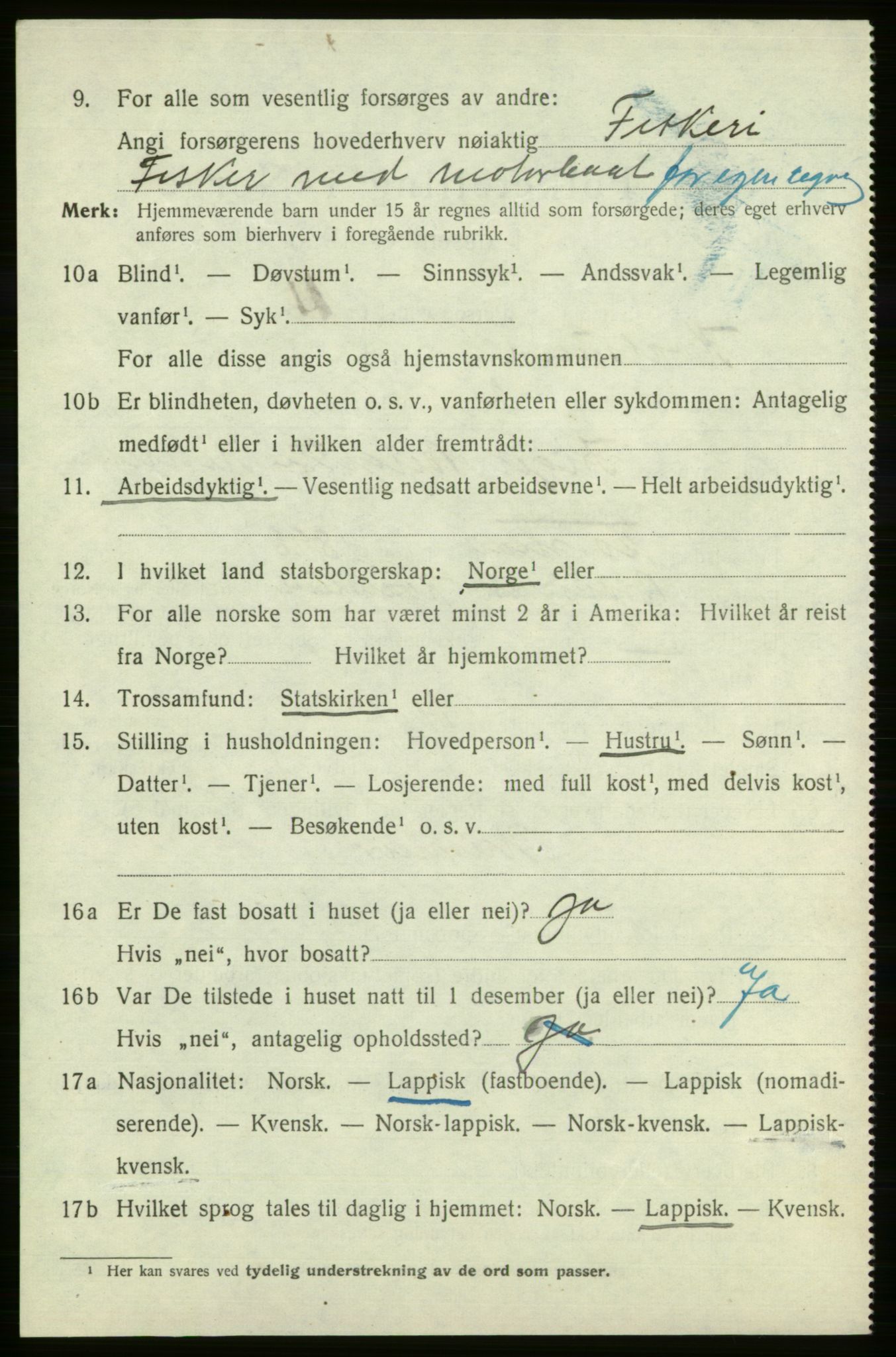 SATØ, 1920 census for , 1920, p. 2013