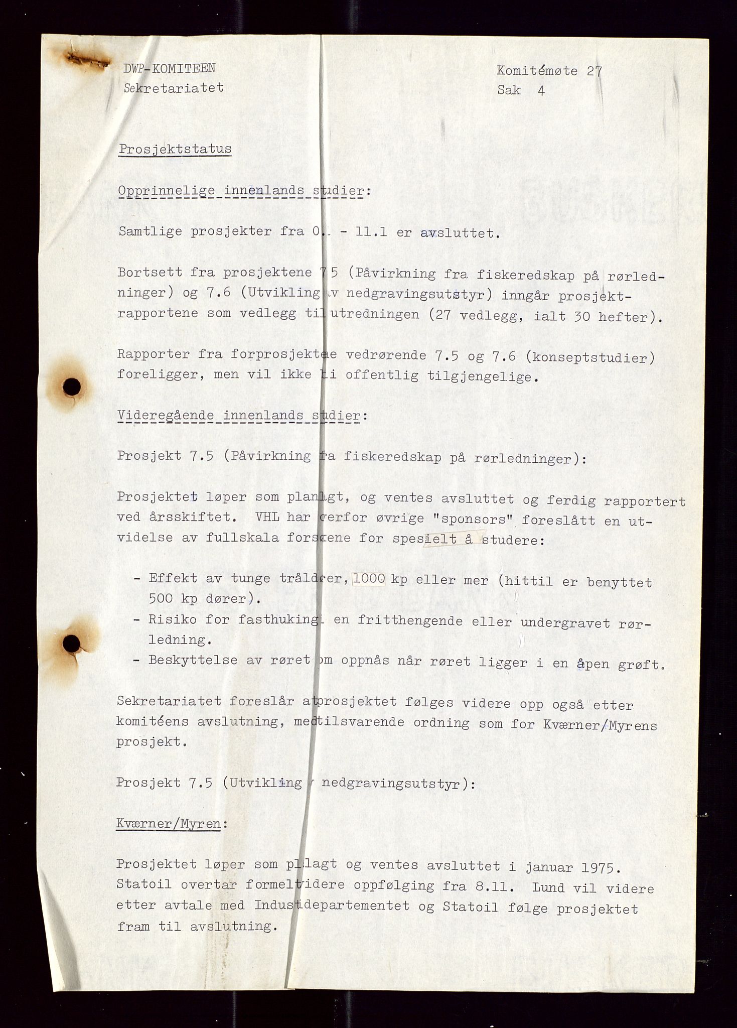 Industridepartementet, Oljekontoret, AV/SAST-A-101348/Di/L0001: DWP, møter juni - november, komiteemøter nr. 19 - 26, 1973-1974, p. 722