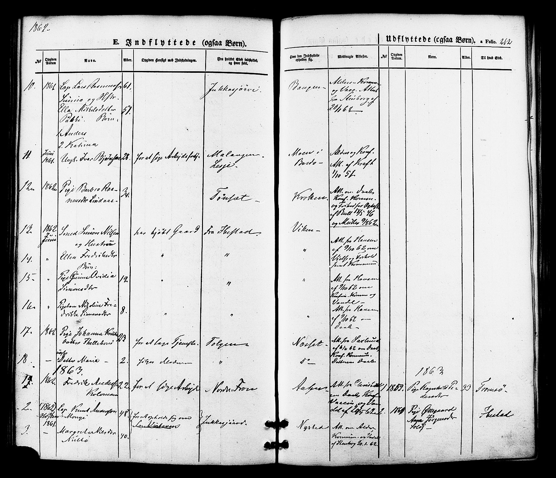 Målselv sokneprestembete, SATØ/S-1311/G/Ga/Gaa/L0008kirke: Parish register (official) no. 8, 1851-1877, p. 262