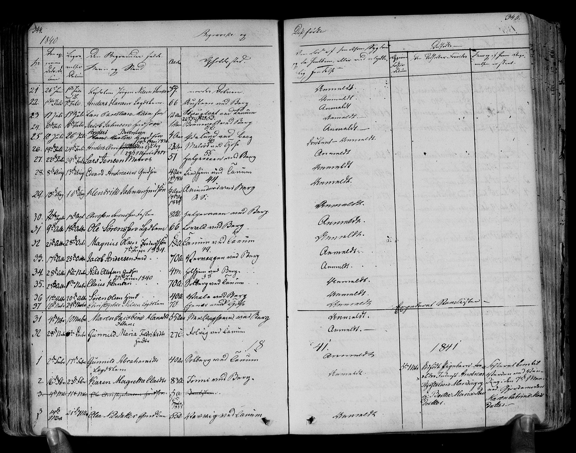 Brunlanes kirkebøker, AV/SAKO-A-342/F/Fa/L0003: Parish register (official) no. I 3, 1834-1845, p. 344-345