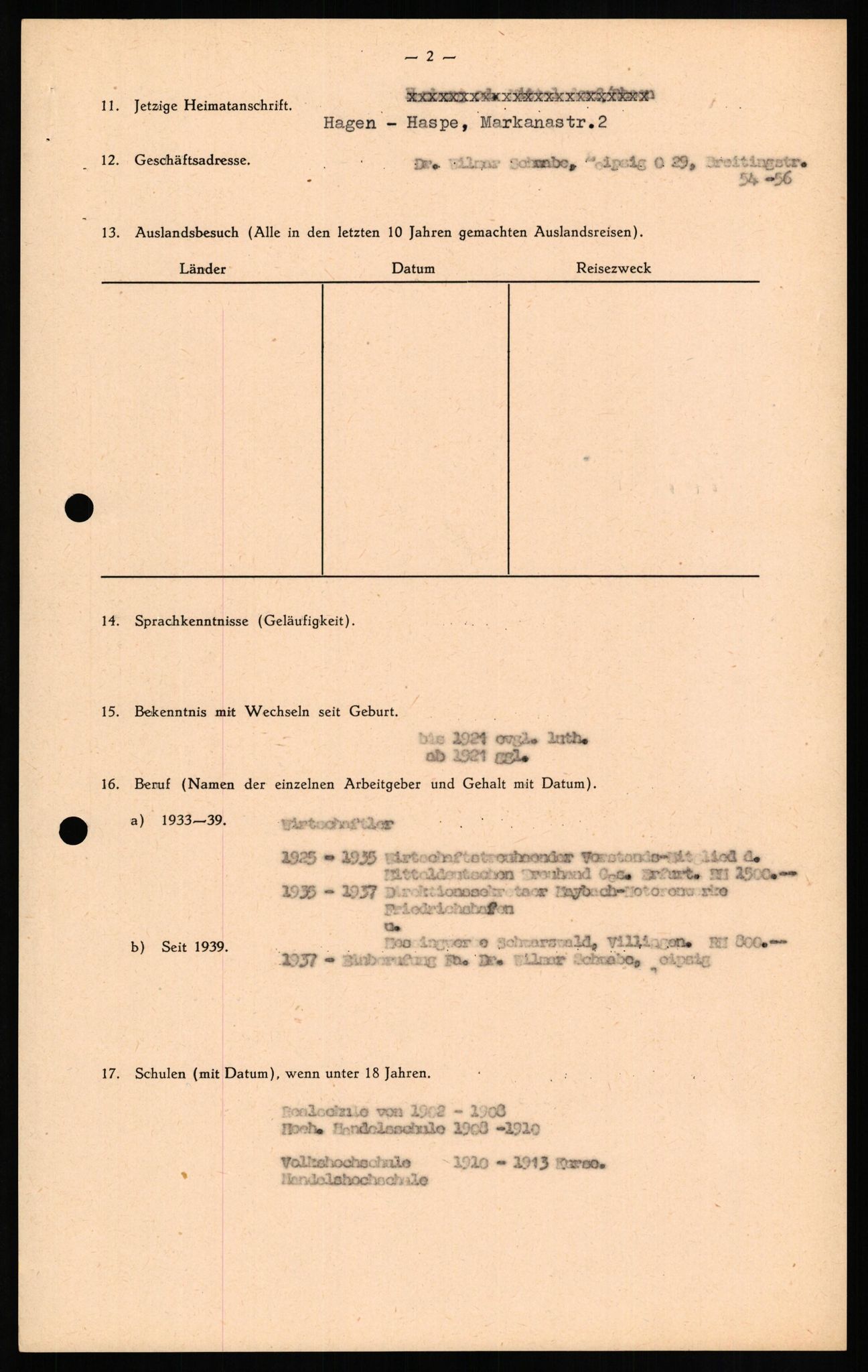 Forsvaret, Forsvarets overkommando II, AV/RA-RAFA-3915/D/Db/L0021: CI Questionaires. Tyske okkupasjonsstyrker i Norge. Tyskere., 1945-1946, p. 333