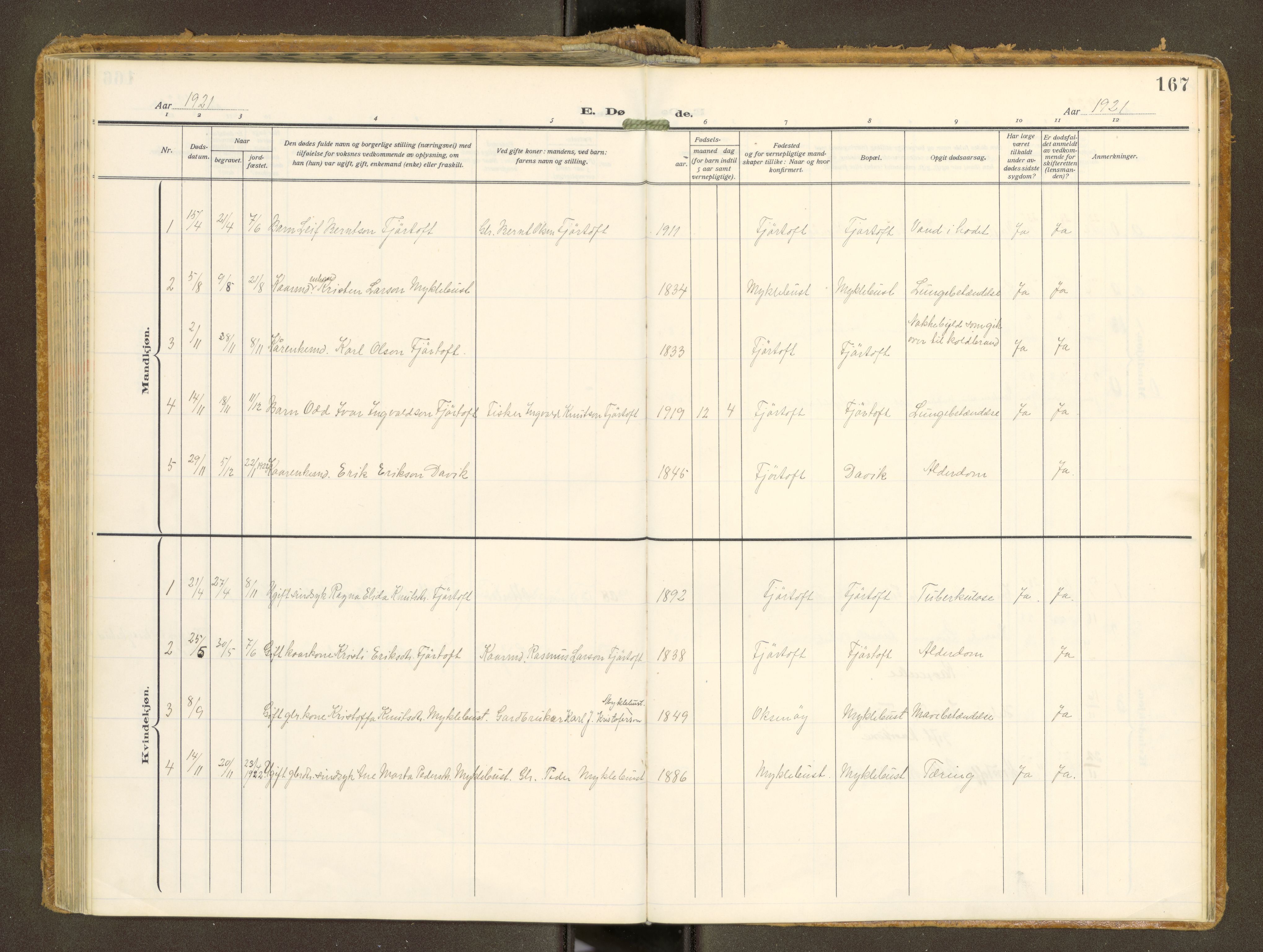 Ministerialprotokoller, klokkerbøker og fødselsregistre - Møre og Romsdal, AV/SAT-A-1454/538/L0528: Parish register (official) no. 538A--, 1911-1935, p. 167