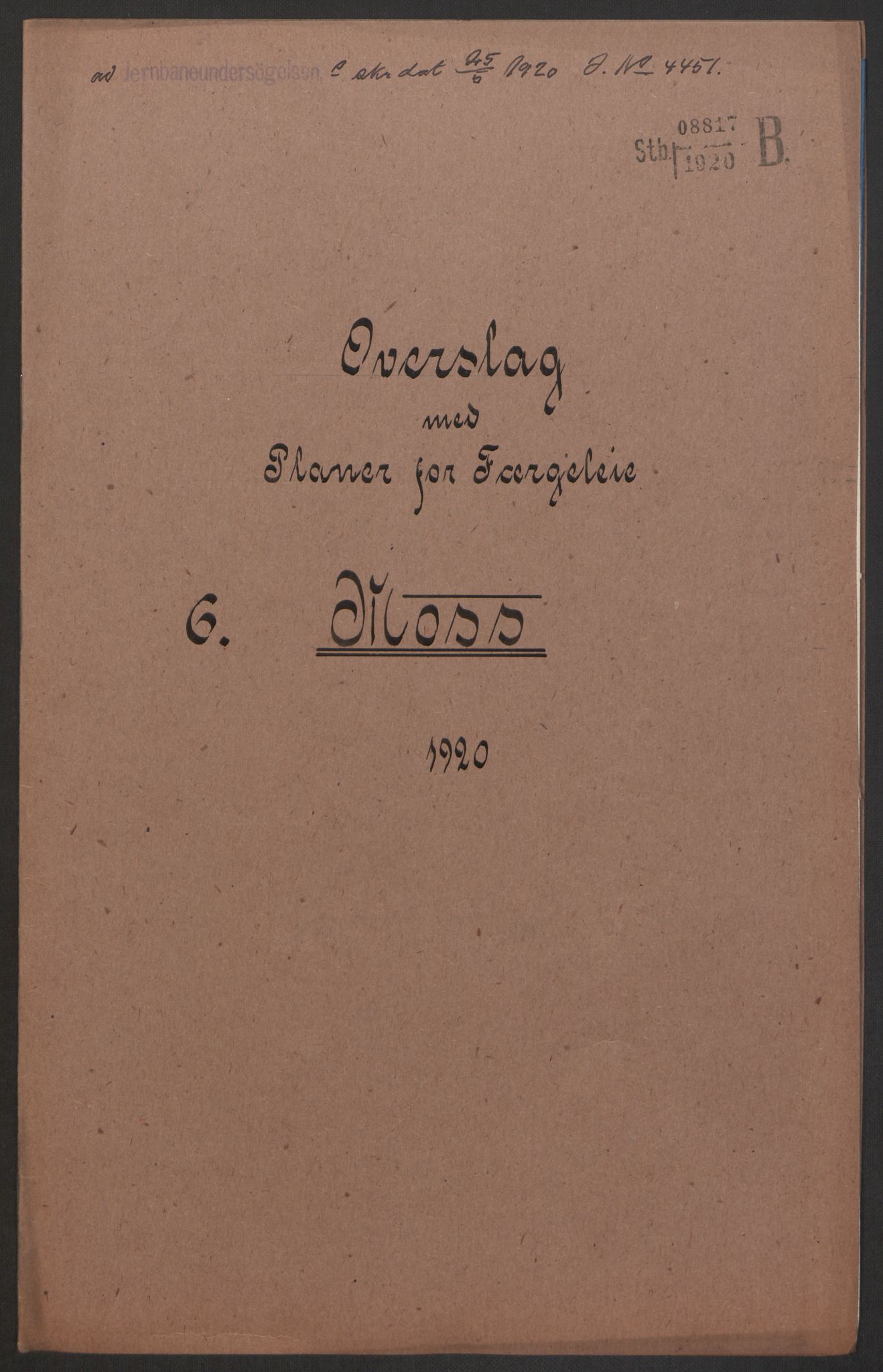 Norges Statsbaner, Baneavdelingen B, AV/RA-S-1619/1/F/Fa/L0042: NORGE-JYLLAND, 1920, p. 288