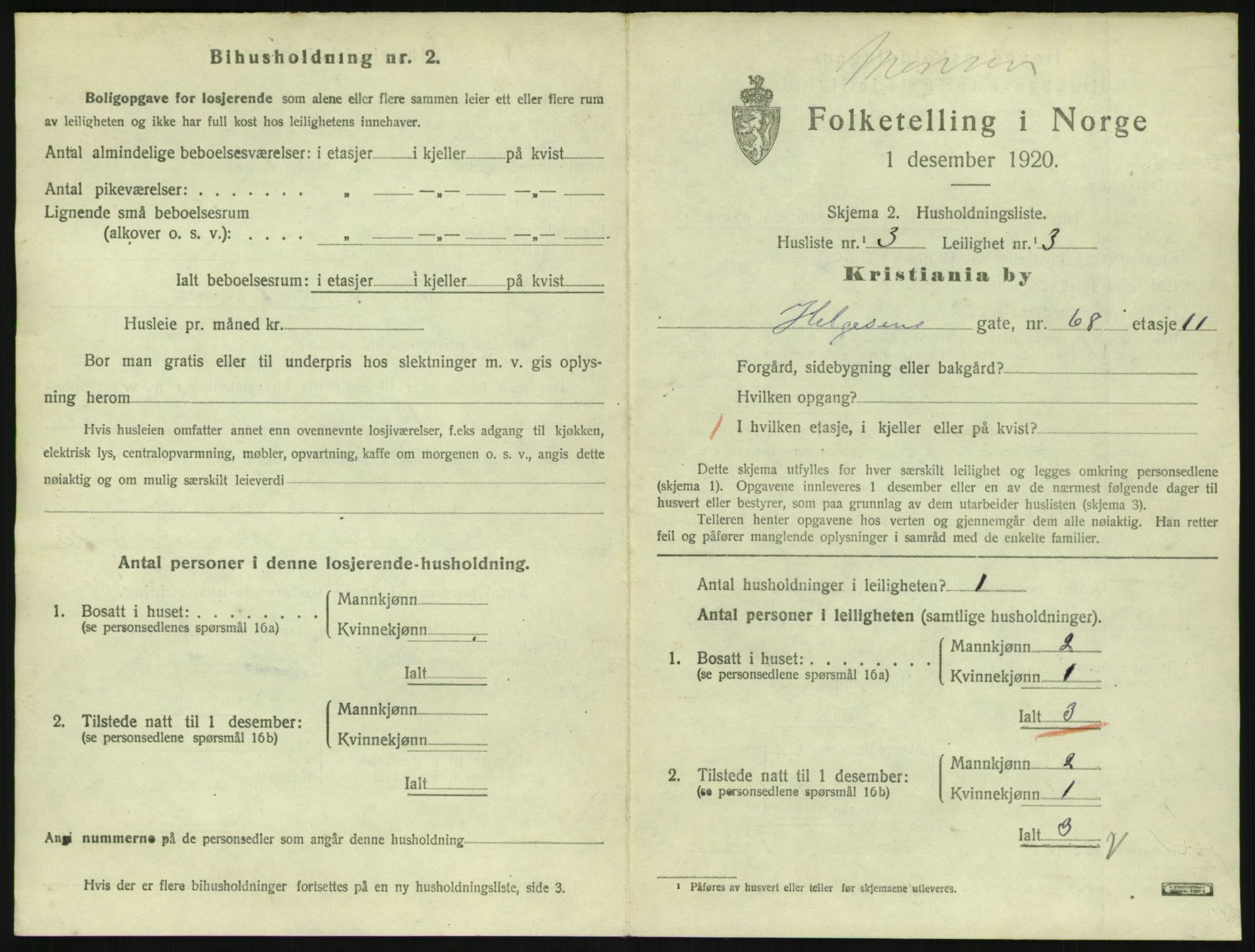 SAO, 1920 census for Kristiania, 1920, p. 39162