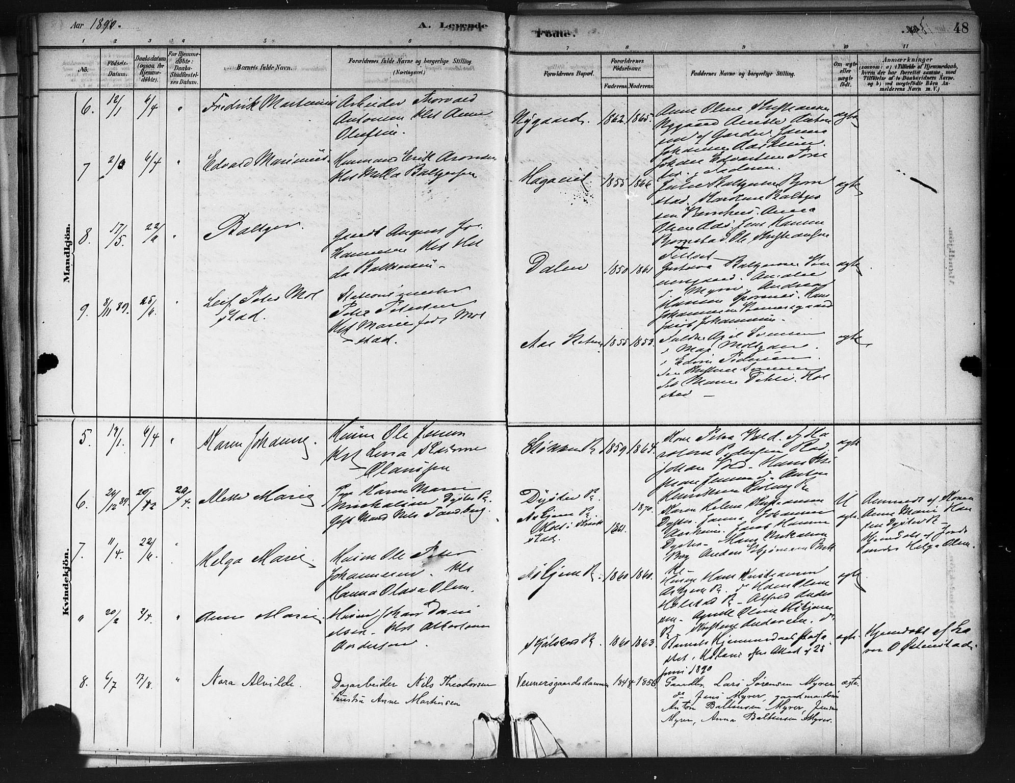 Ås prestekontor Kirkebøker, SAO/A-10894/F/Fa/L0009: Parish register (official) no. I 9, 1881-1900, p. 48