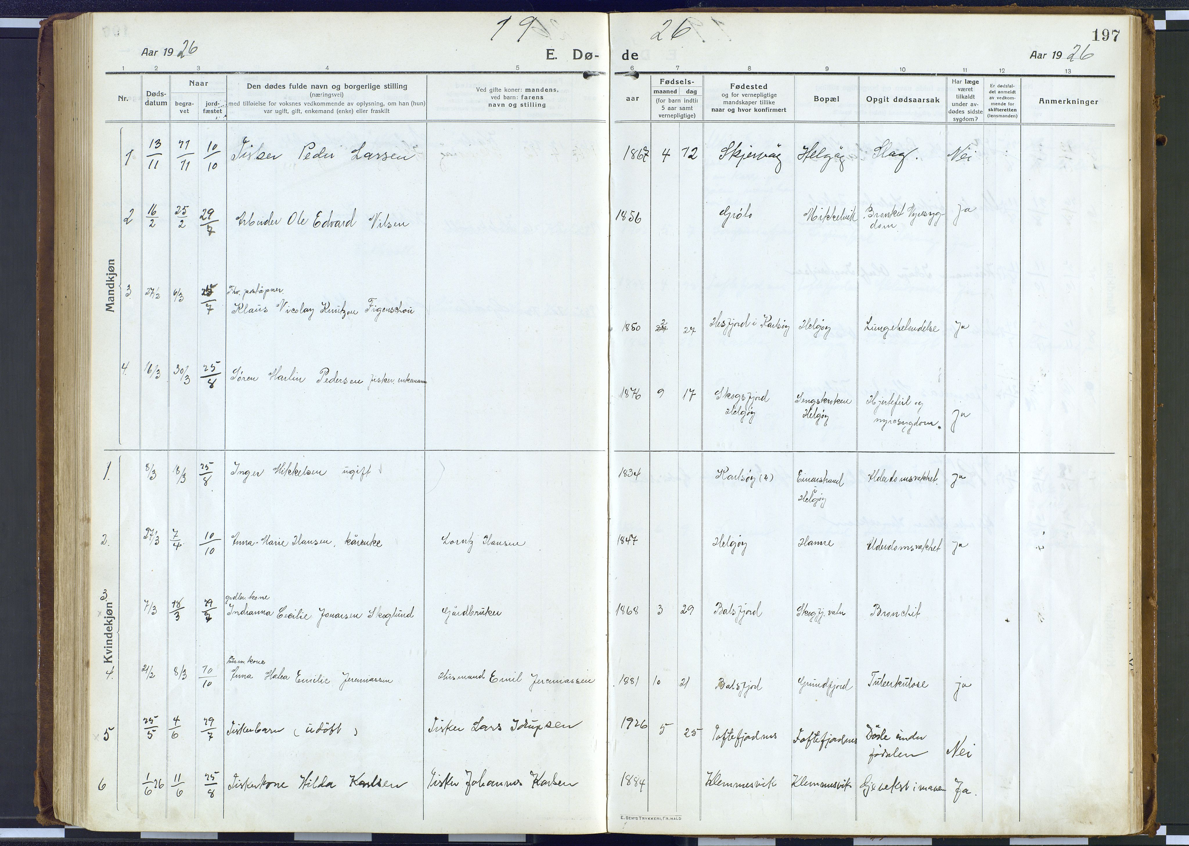 Karlsøy sokneprestembete, AV/SATØ-S-1299/H/Ha/Haa/L0016kirke: Parish register (official) no. 16, 1916-1934, p. 197