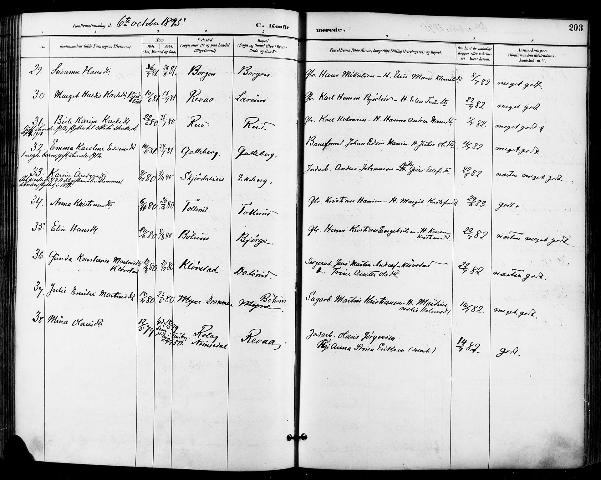 Sande Kirkebøker, AV/SAKO-A-53/F/Fa/L0007: Parish register (official) no. 7, 1888-1903, p. 203