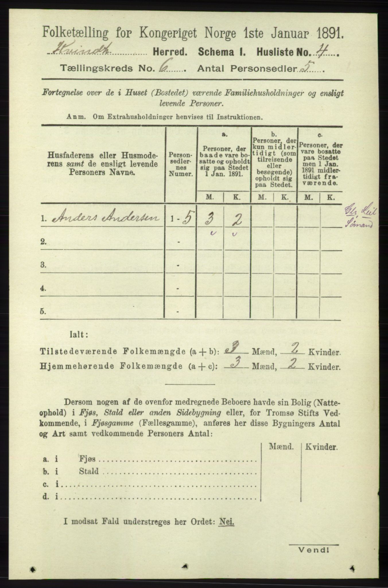 RA, 1891 census for 1224 Kvinnherad, 1891, p. 2082