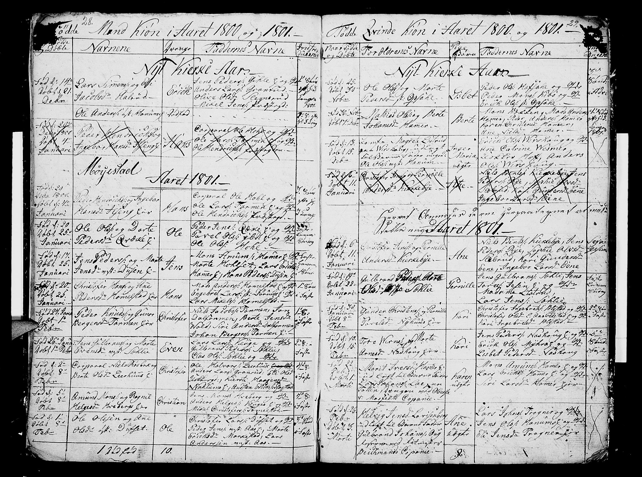 Vang prestekontor, Hedmark, SAH/PREST-008/H/Ha/Hab/L0002: Parish register (copy) no. 2, 1797-1803, p. 28-29
