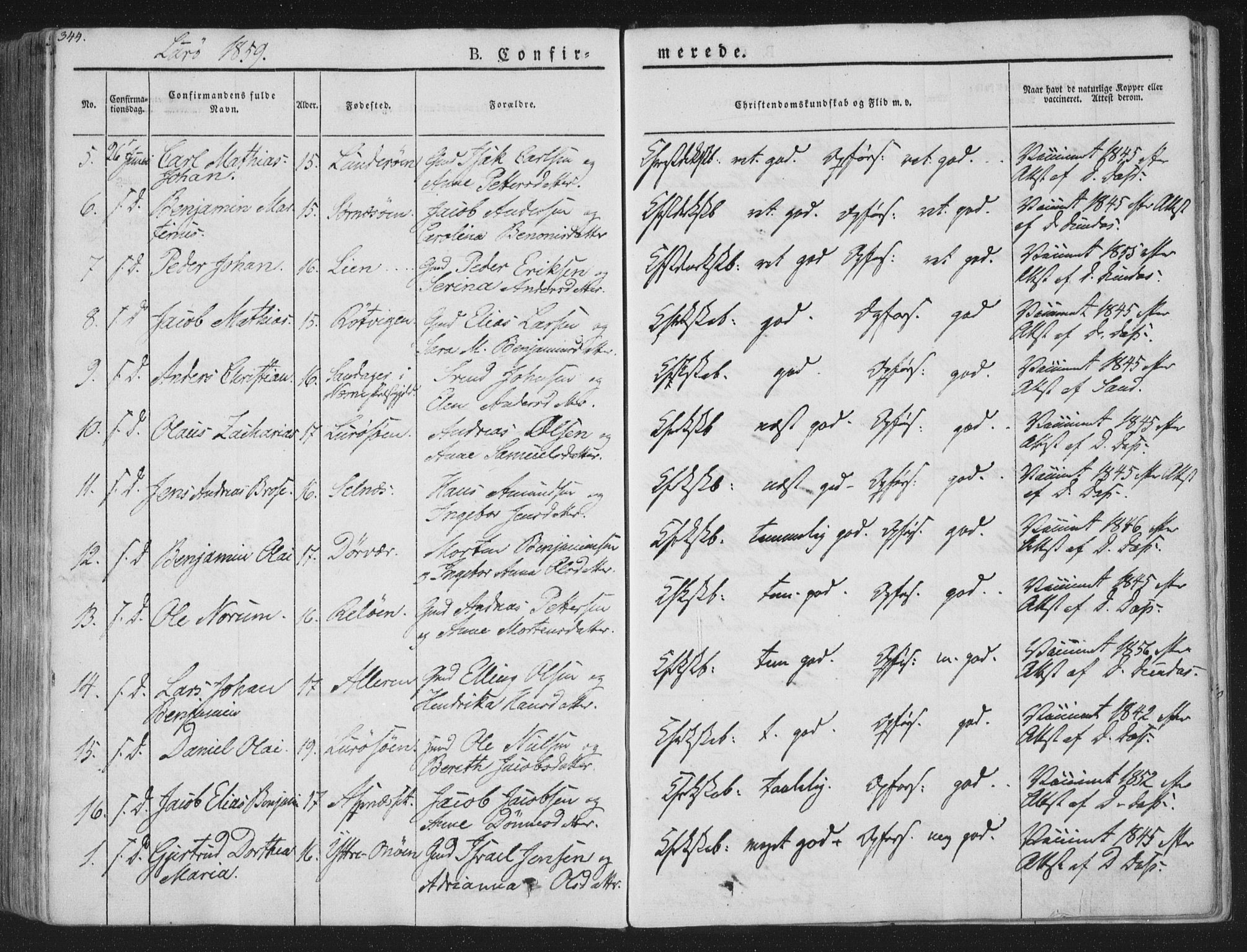 Ministerialprotokoller, klokkerbøker og fødselsregistre - Nordland, SAT/A-1459/839/L0565: Parish register (official) no. 839A02, 1825-1862, p. 344